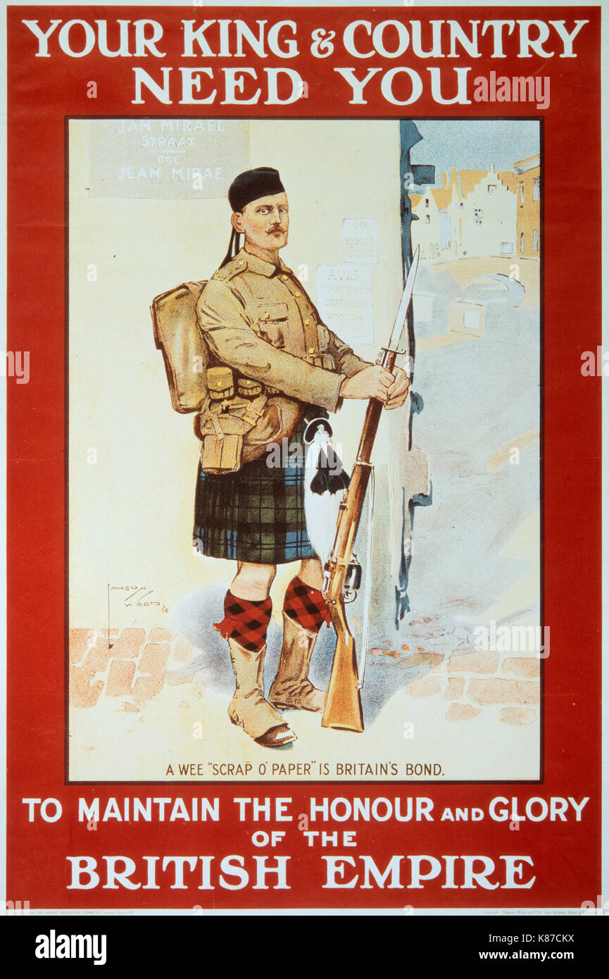 YOUR KING AND COUNTRY NEED YOU British WW1 Propaganda Poster