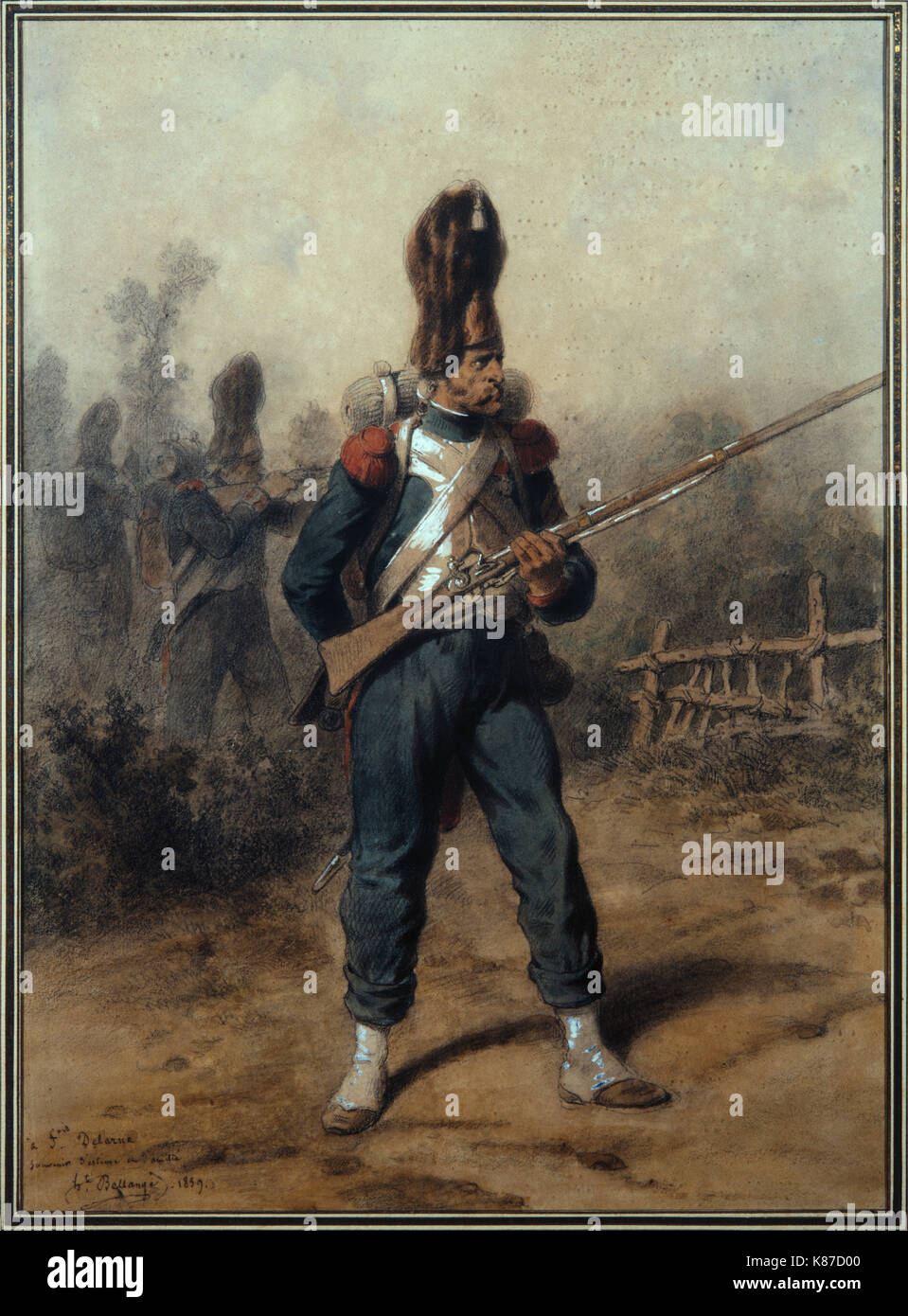 Hippolyte Bellangé - Grenadier of the guard during the campaign of Belgium - 1859 Stock Photo