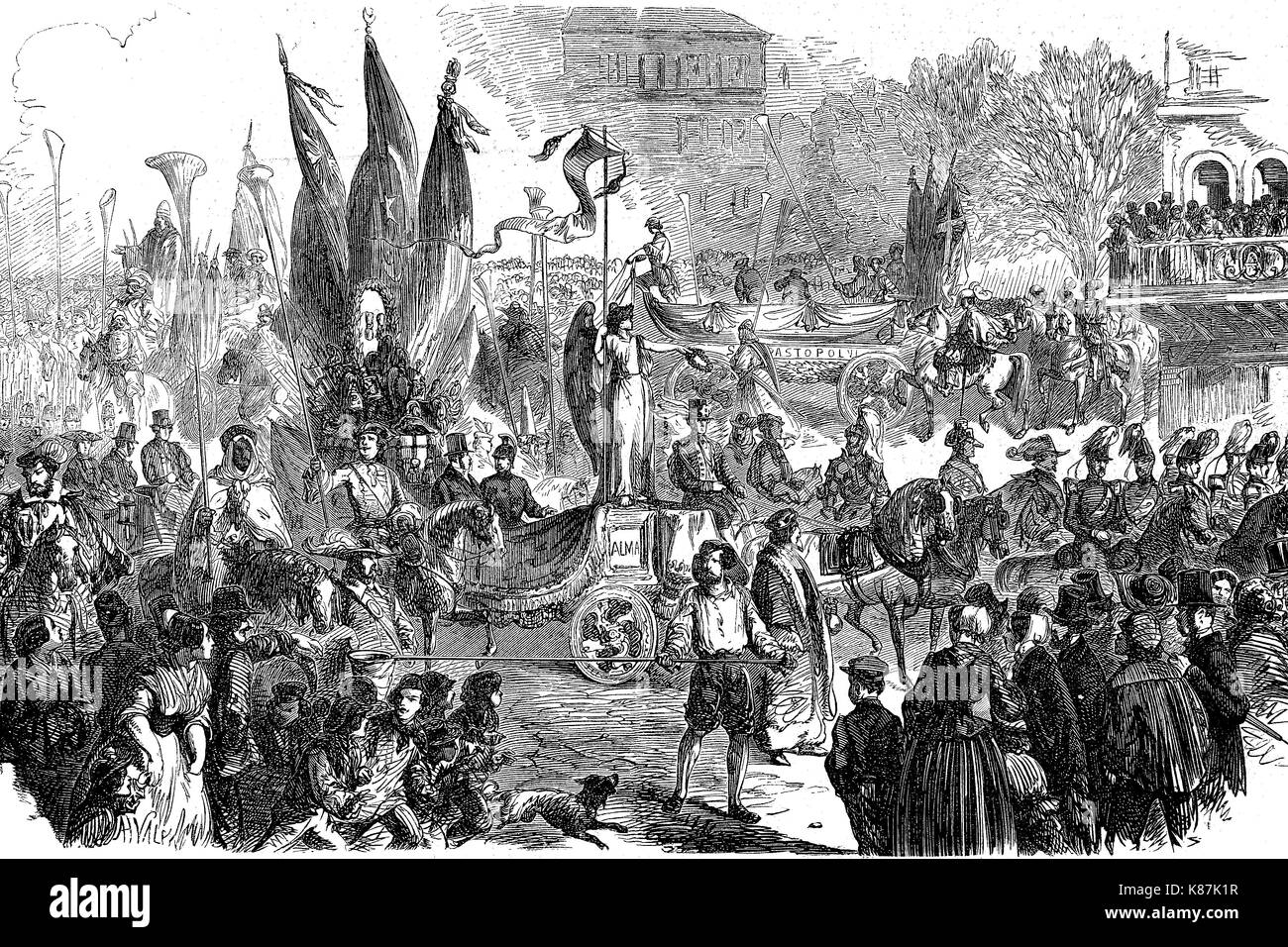 Collection for the Army of the Orient in Toulon, France,  Crimean War, 1855, fundraising, Digital improved reproduction of an original woodprint from the 19th century Stock Photo