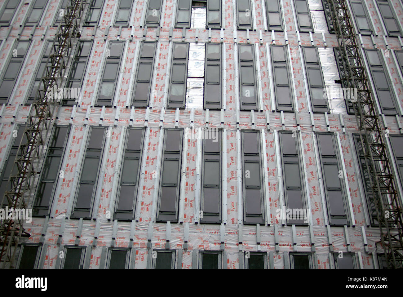 external of building under construction showing the cladding Stock Photo