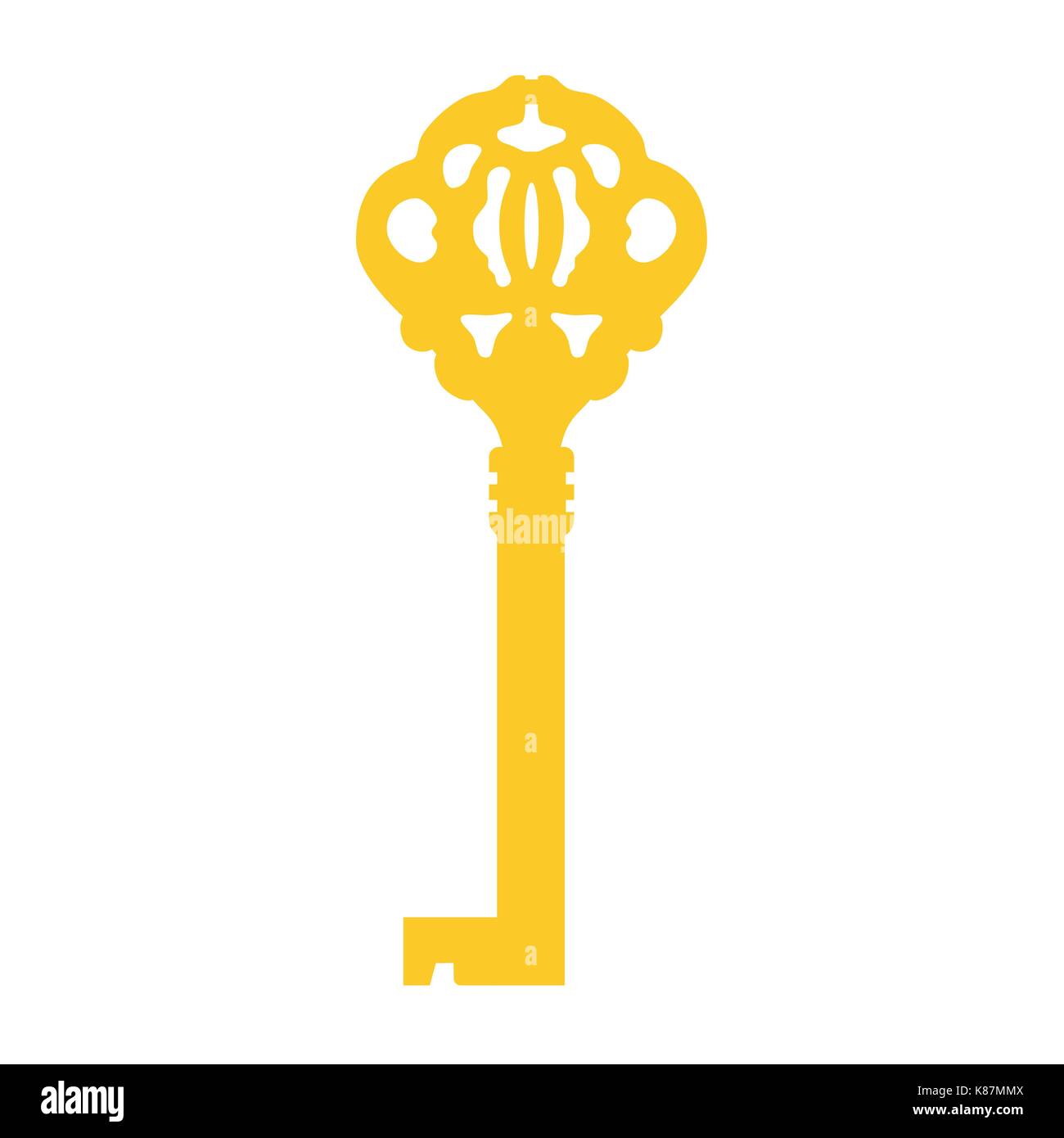 Vector illustration of golden old key silhouette. Vintage key icon ...