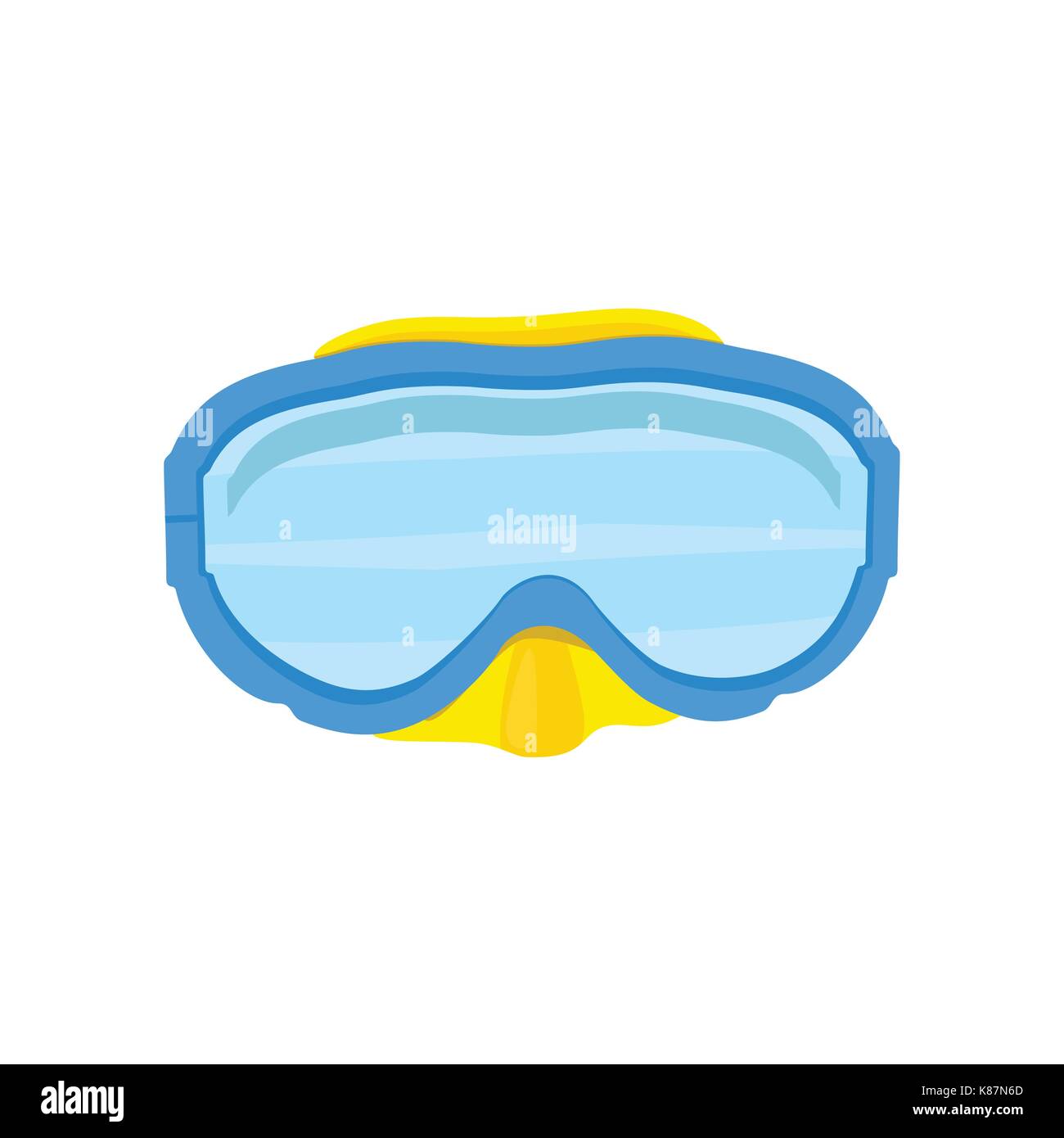 Vector illustration blue diving mask isolated on white background. Diving equipment. Stock Vector