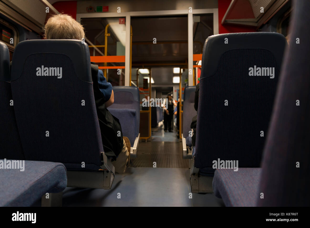 VOSS,NORWAY,29-07-2017: Unidentified person making a trip in a train in norway on 29-07-2017: Norway has luxury and comfortable trains to places like  Stock Photo