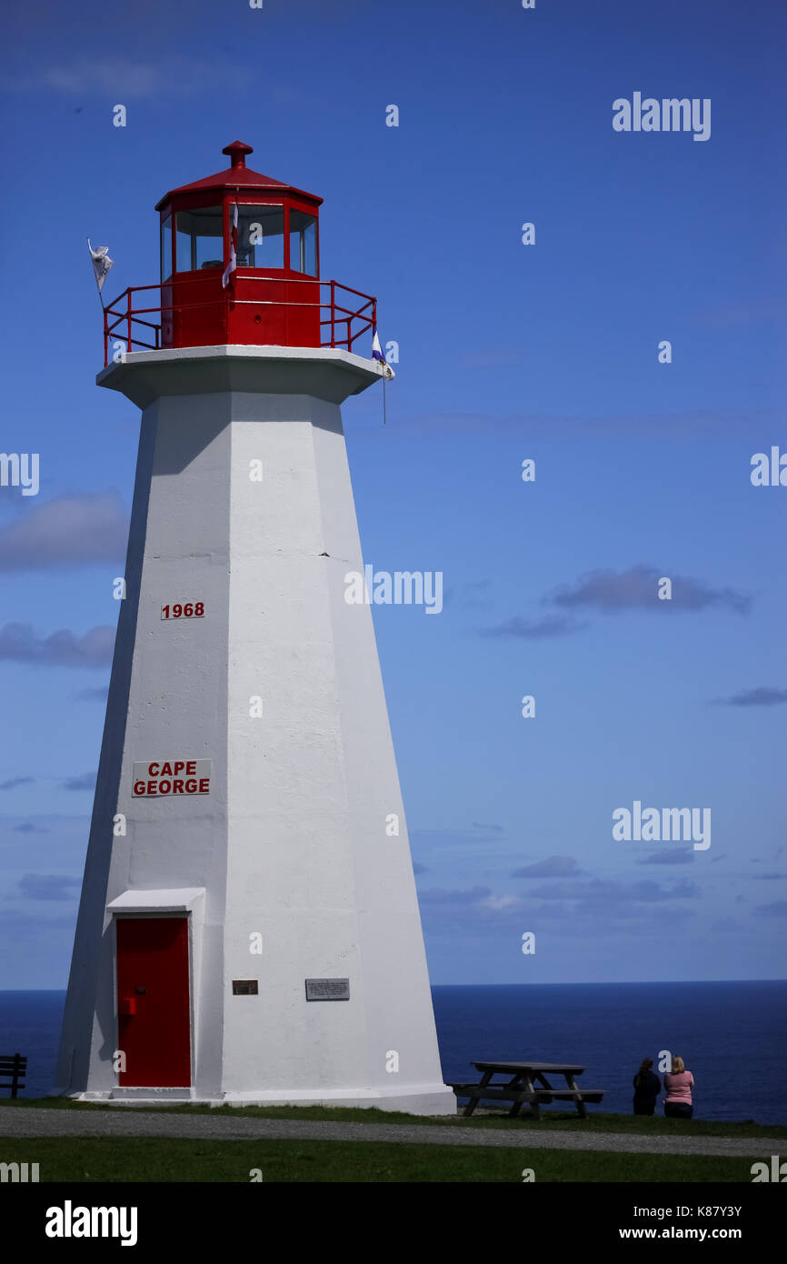 The lighthouse at Cape George, one of many place along the shoreline in Nova Scotia, Canada. Stock Photo