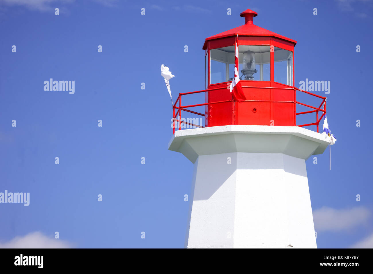 The lighthouse at Cape George, one of many place along the shoreline in Nova Scotia, Canada. Stock Photo