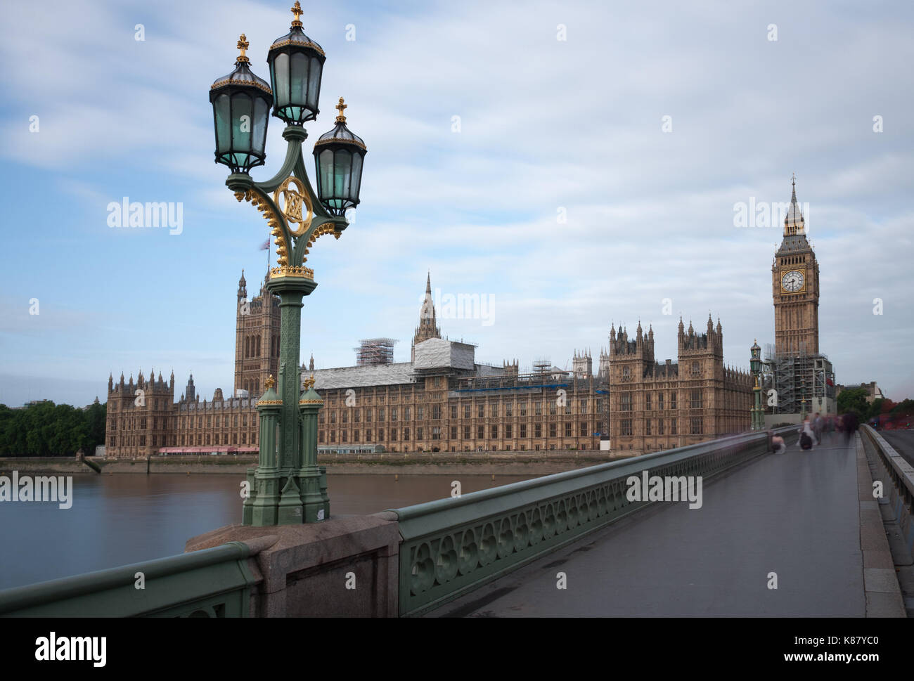 Street lamp on Westminster bridge, Big Ben and Palace of Westminster in