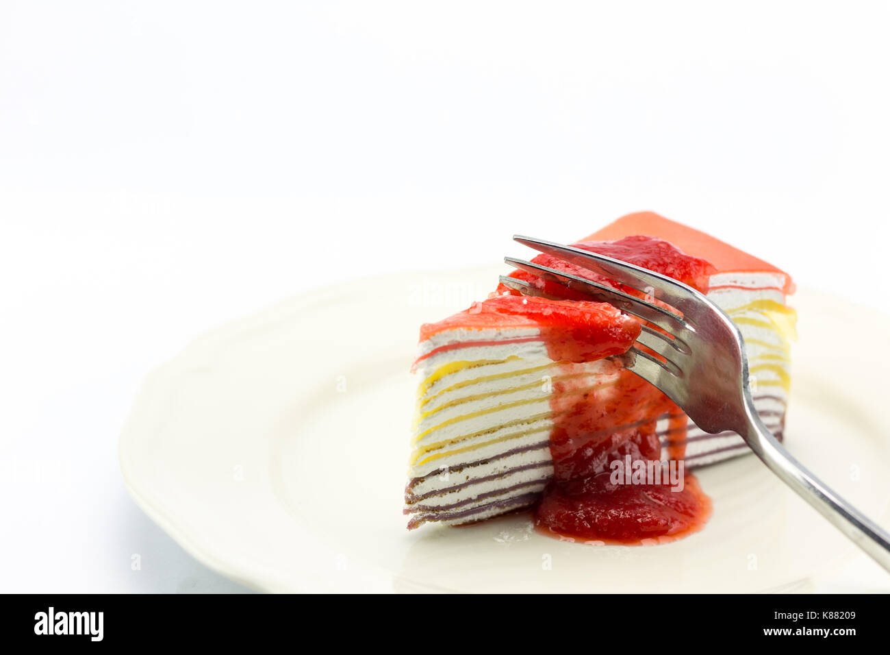Strawberry Cake Dessert on White Background Stock Photo - Alamy