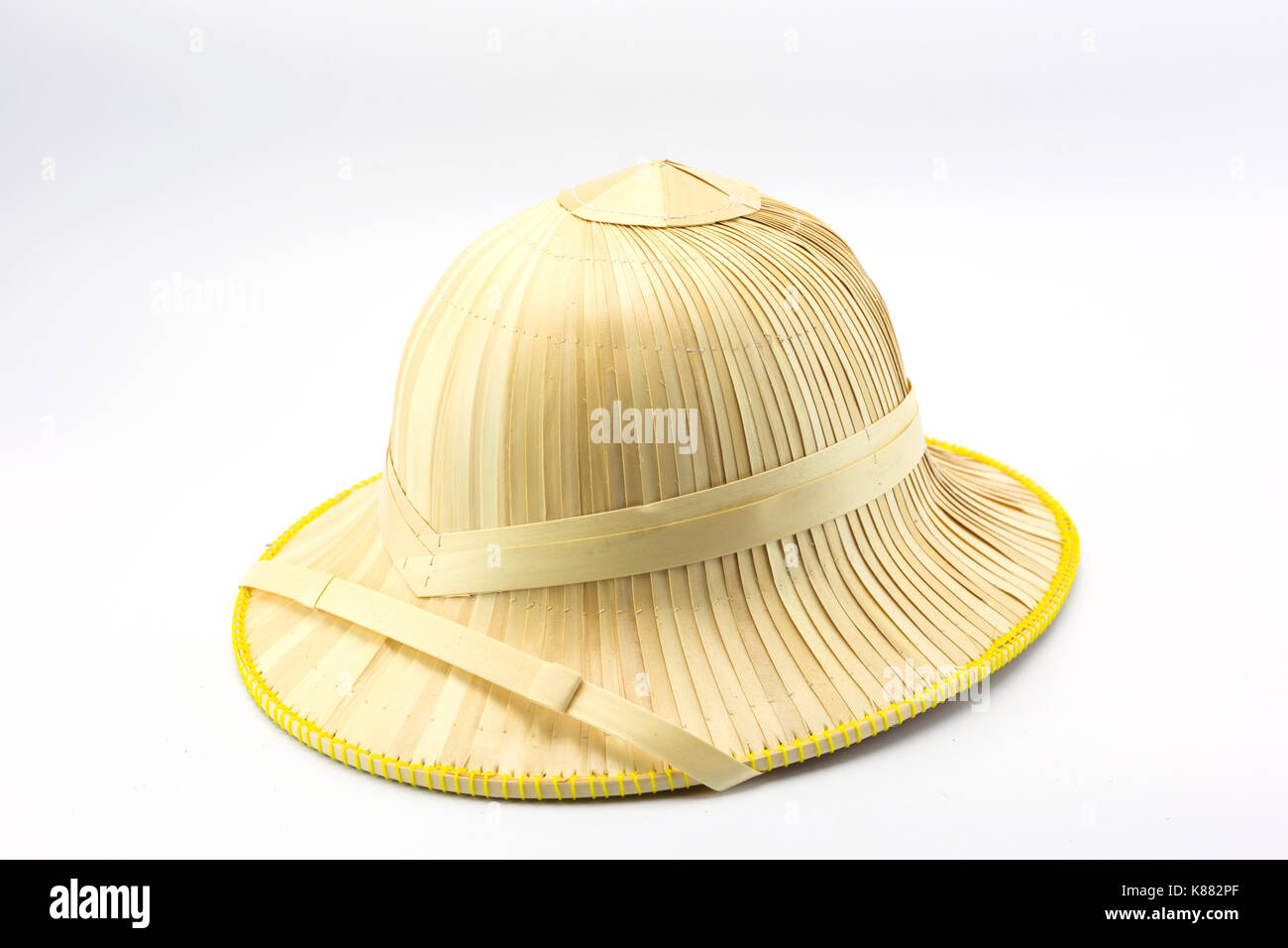 Weave hat, hat made of bamboo and palm leaves shaped like an inverted ...