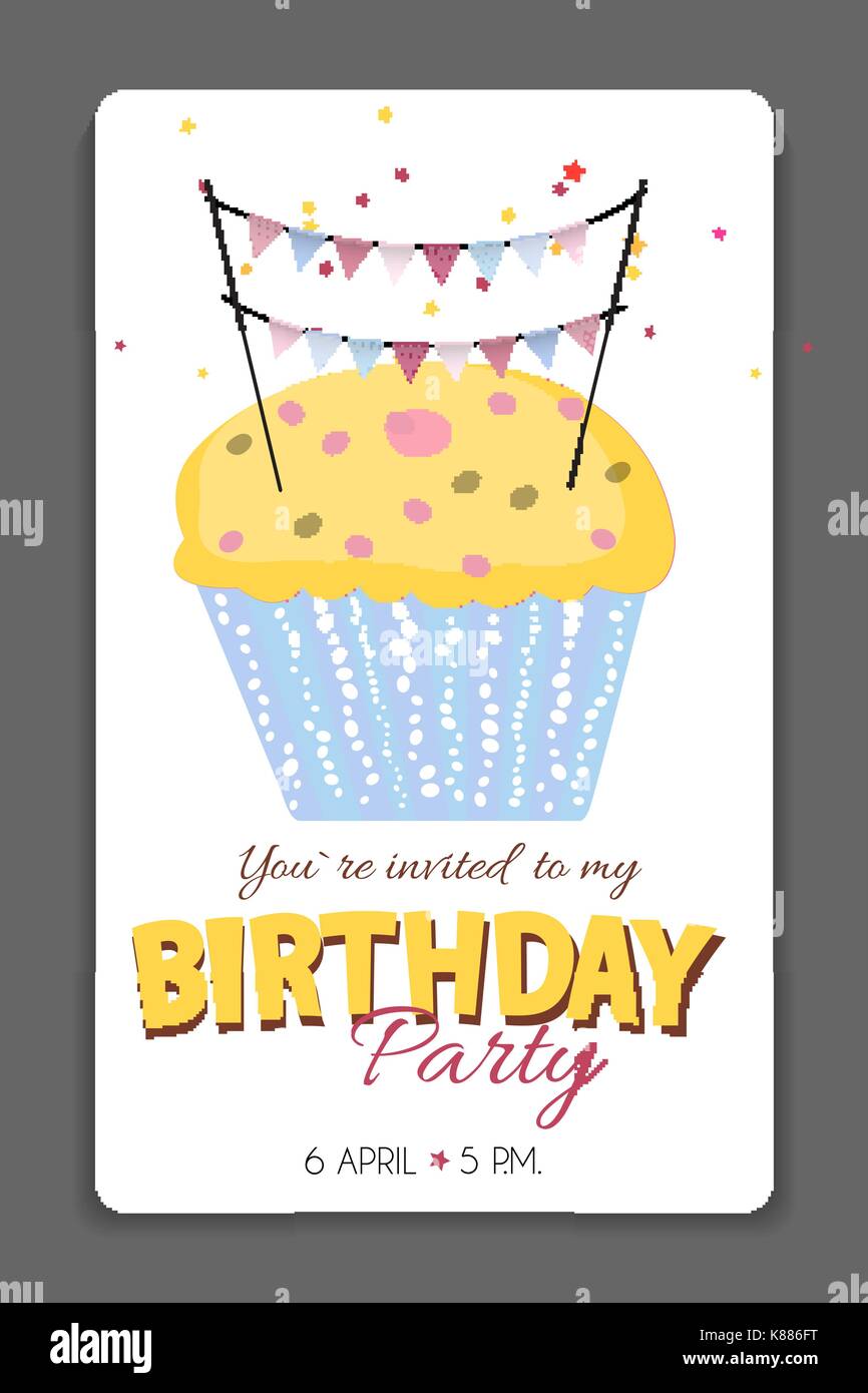 Birthday Party Invitation Card Template Vector Illustration Stock ...