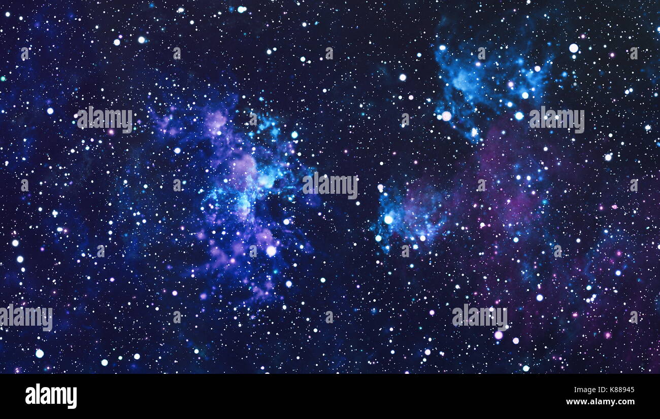 Panoramic looking into deep space. Dark night sky full of stars. The ...