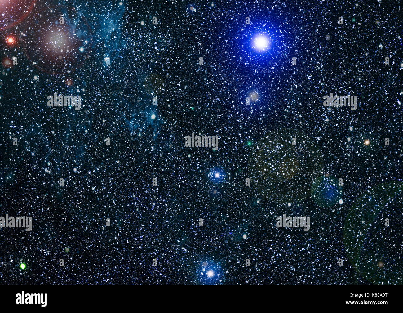 Panoramic looking into deep space. Dark night sky full of stars. The ...