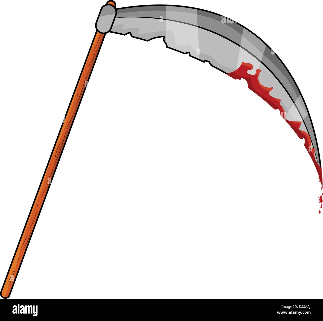 halloween scythe with blood vector symbol icon design. Beautiful illustration isolated on white background Stock Vector