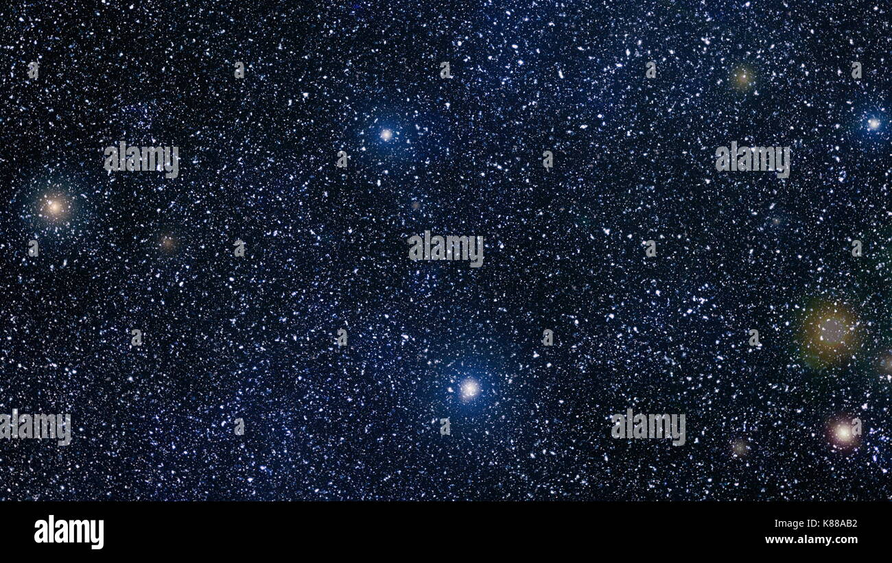 Panoramic looking into deep space. Dark night sky full of stars. The ...