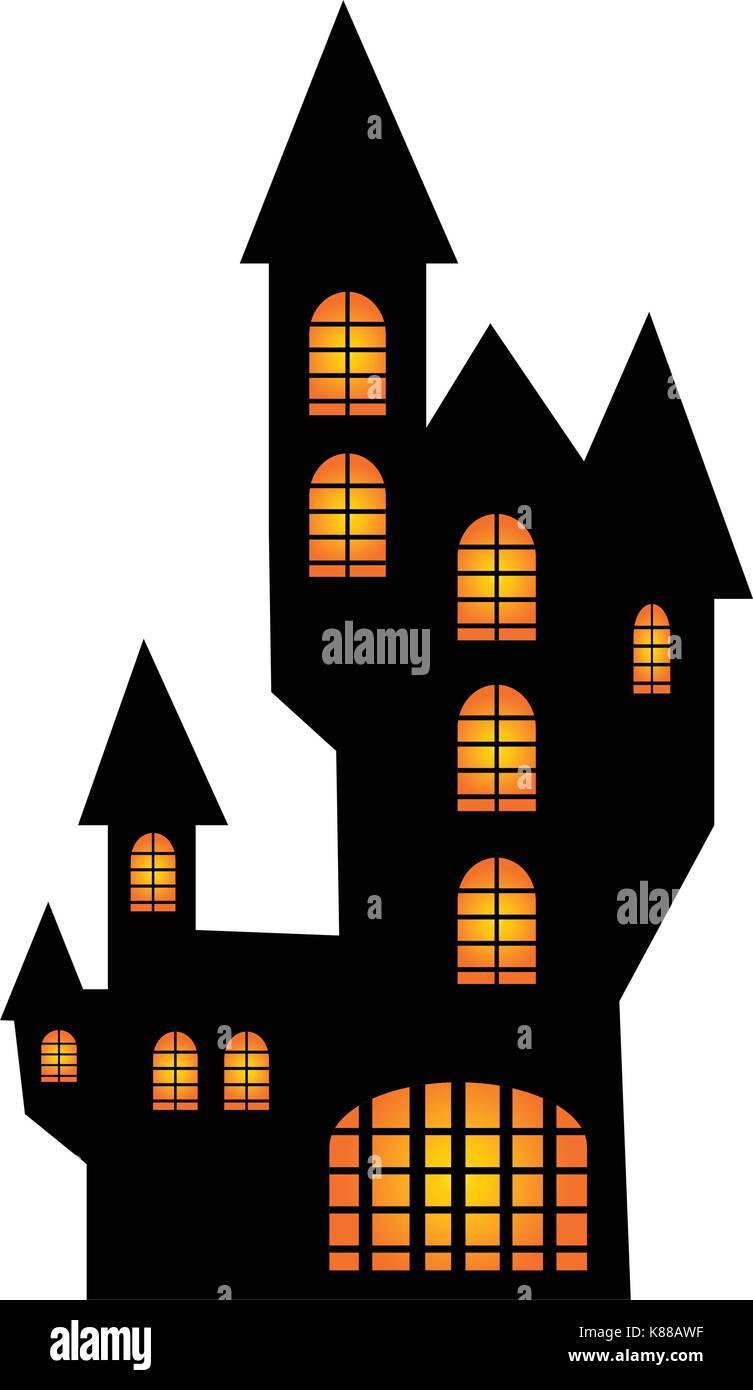 halloween creepy scary hounted house vector symbol icon design