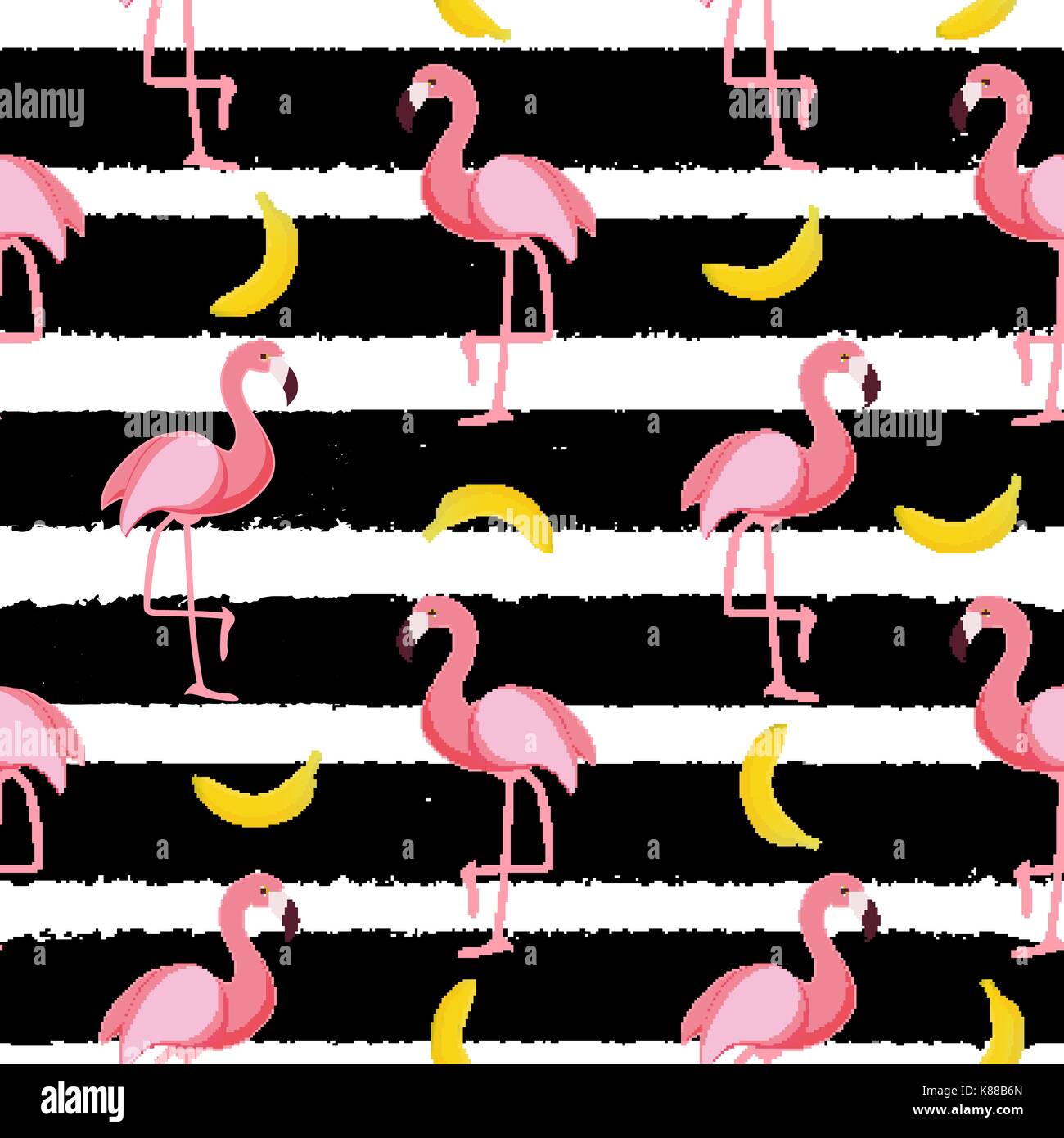 Cute Seamless Flamingo Pattern Vector Illustration Stock Vector Image ...