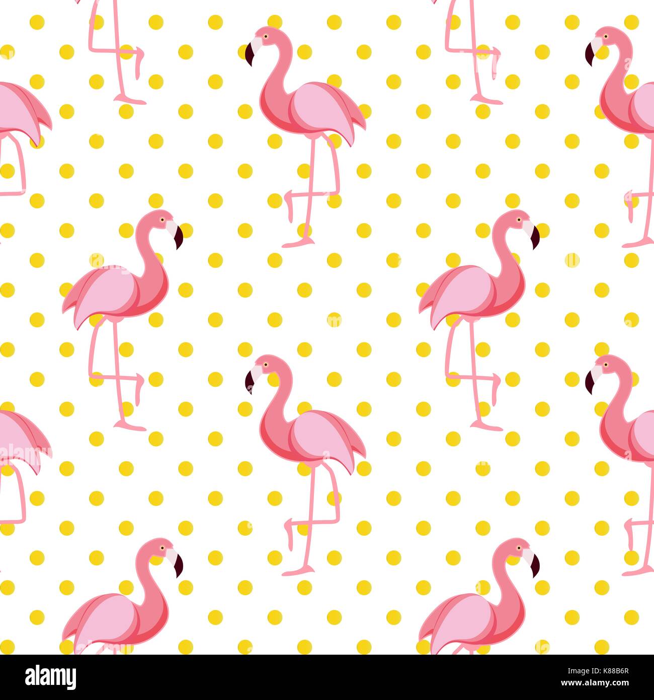 Cute Seamless Flamingo Pattern Vector Illustration Stock Vector Image ...
