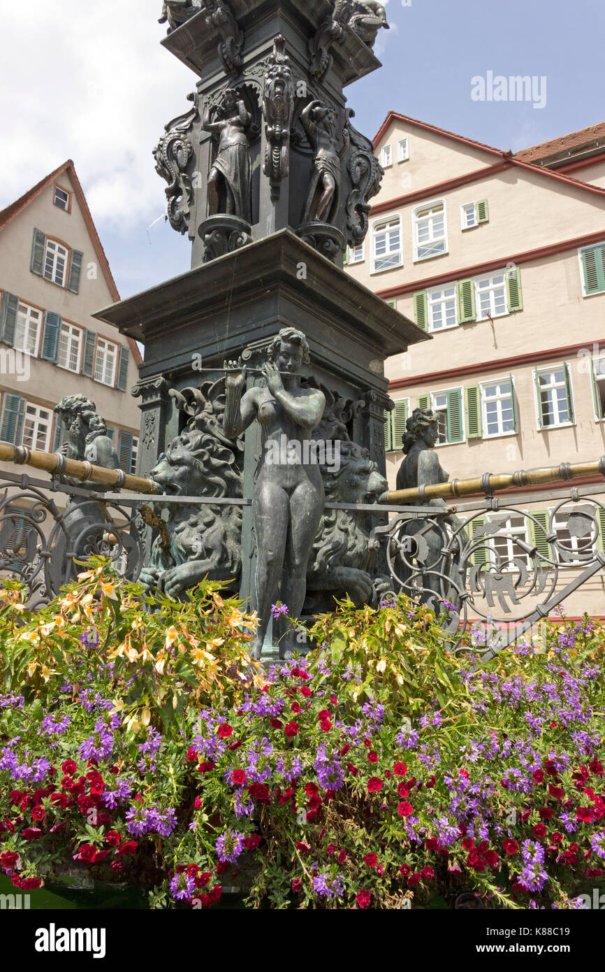fountain, market square, Tuebingen, BadenWuerttemberg, Germany Stock