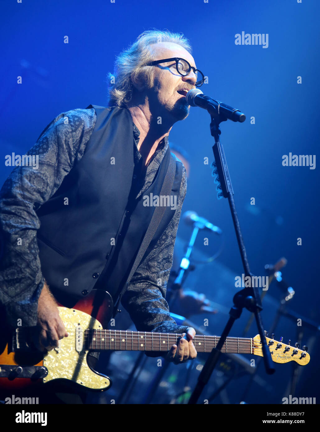Padova, PD, Italy - May 19, 2017: Live Concert indoor of Umberto Tozzi an Italian pop and rock singer and composer Stock Photo