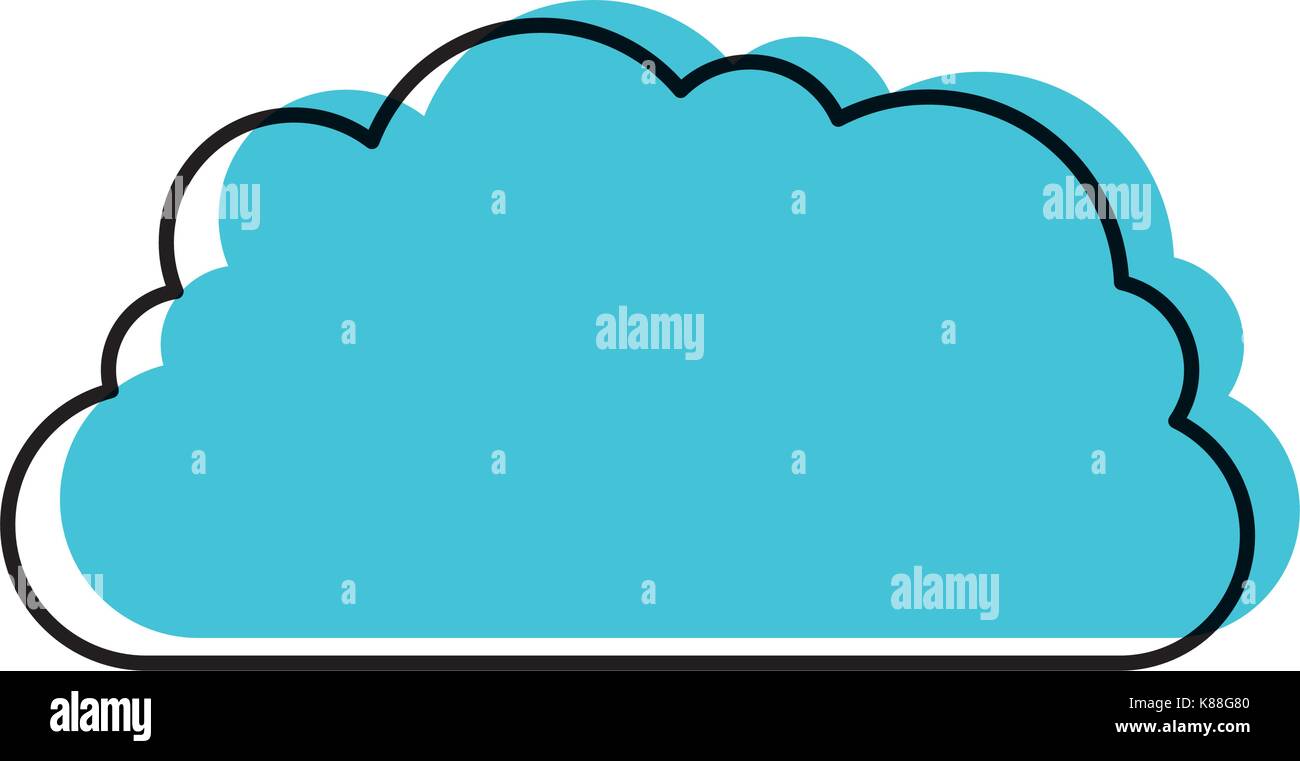 cloud storage data service icon watercolor silhouette with thick ...