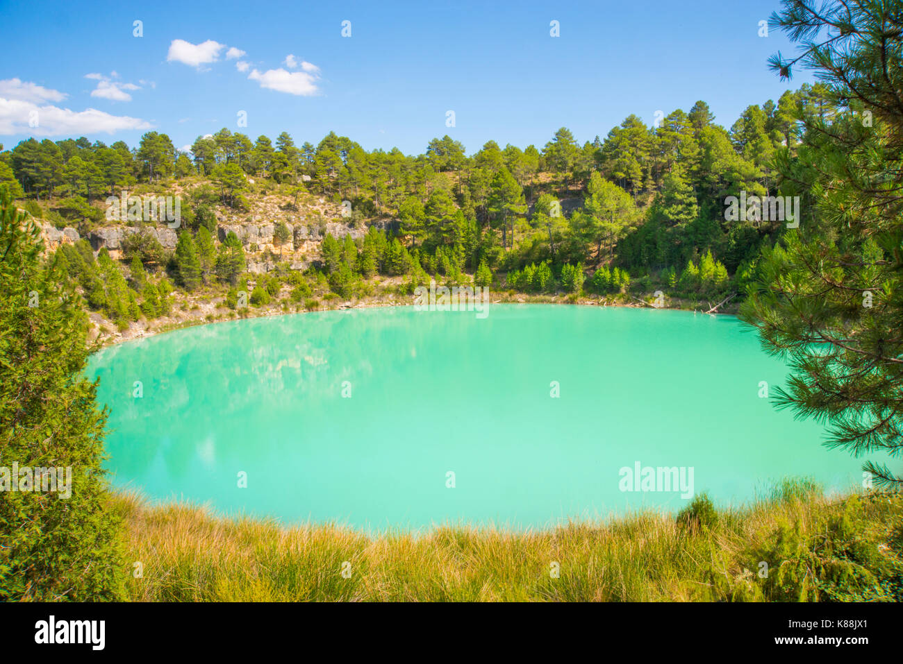 Lake. Lagunas de Cañada del Hoyo Nature Reserve, Cuenca province, Castilla La Mancha, Spain. Stock Photo