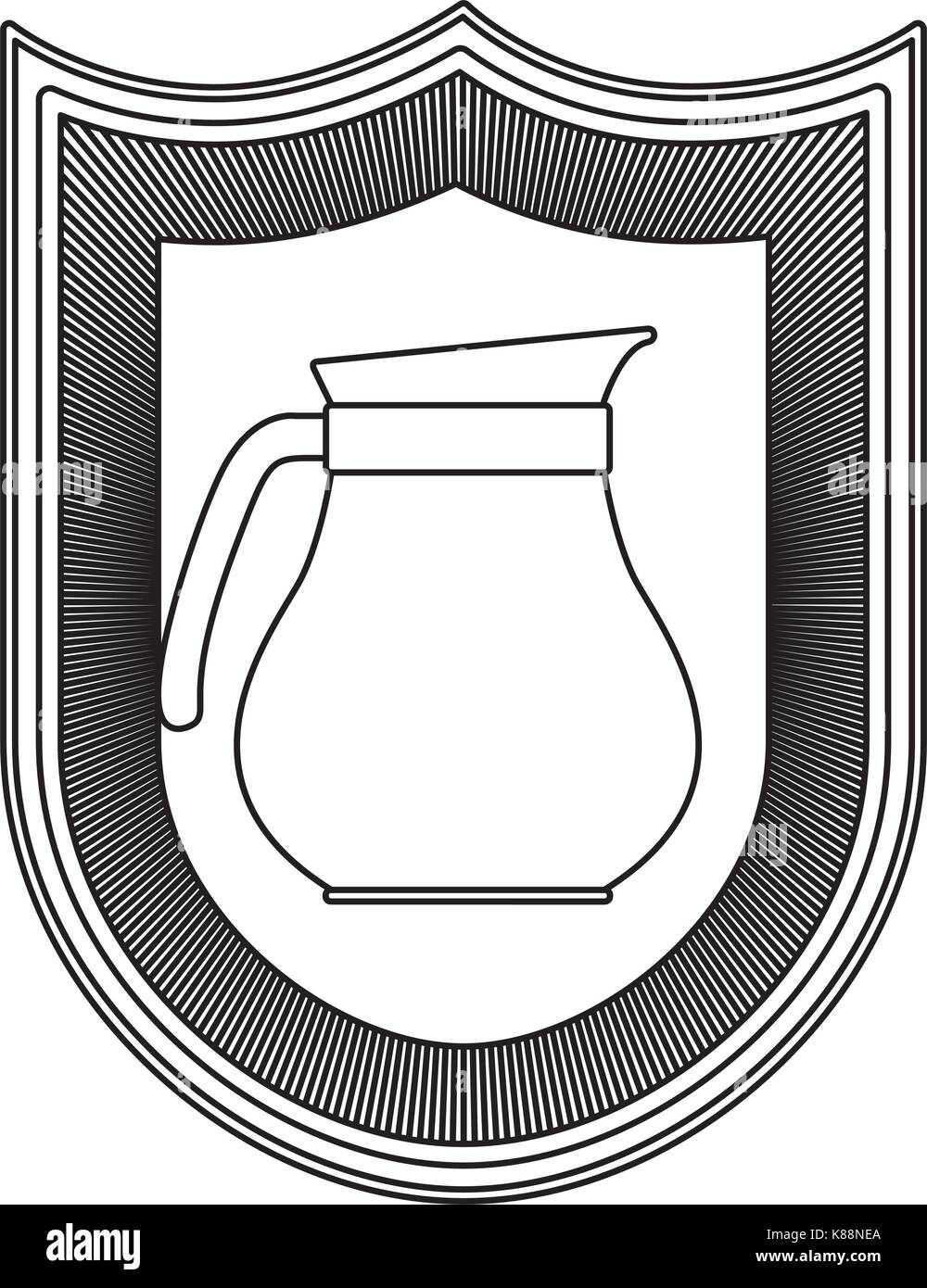 logo shield decorative of glass jar with handle striped silhouette on