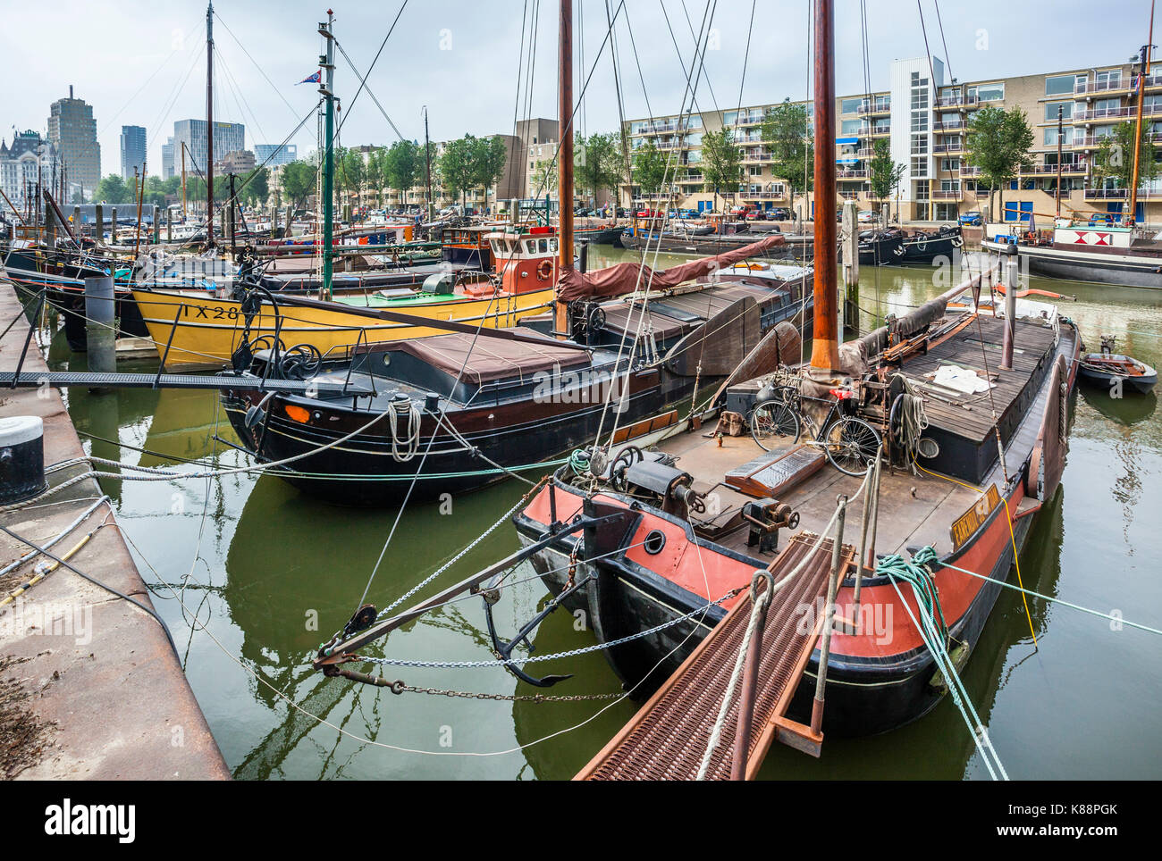 Netherlands, South Holland, Rotterdam, Maritime District, Haringvliet, part of Rotterdams old harbour that was once dedicated the fleet of the herring Stock Photo