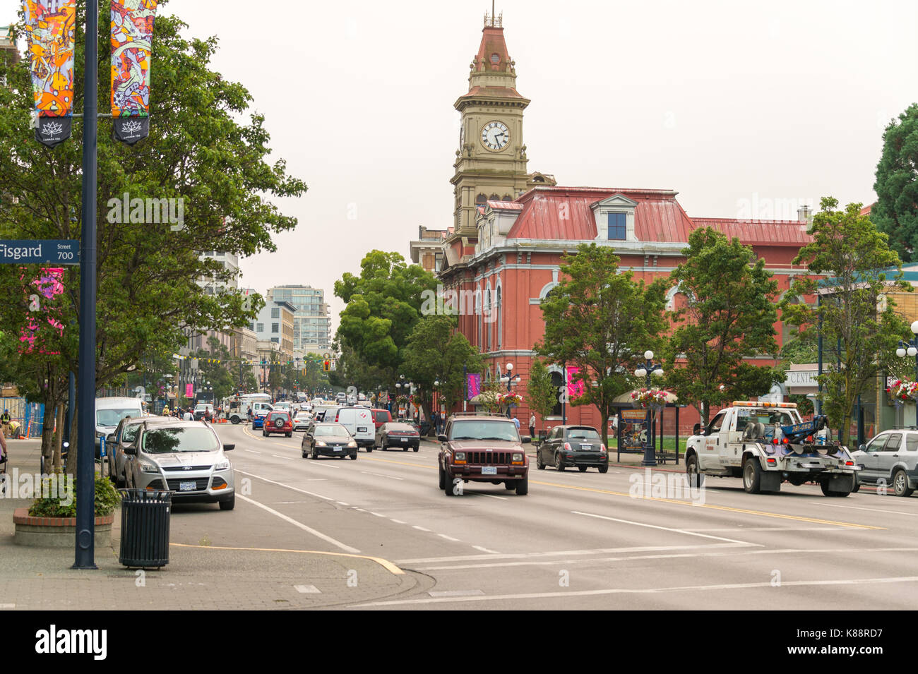 Victoria, British Columbia, Canada - 6 September 2017: Victoria city hall from Douglas Street. Stock Photo