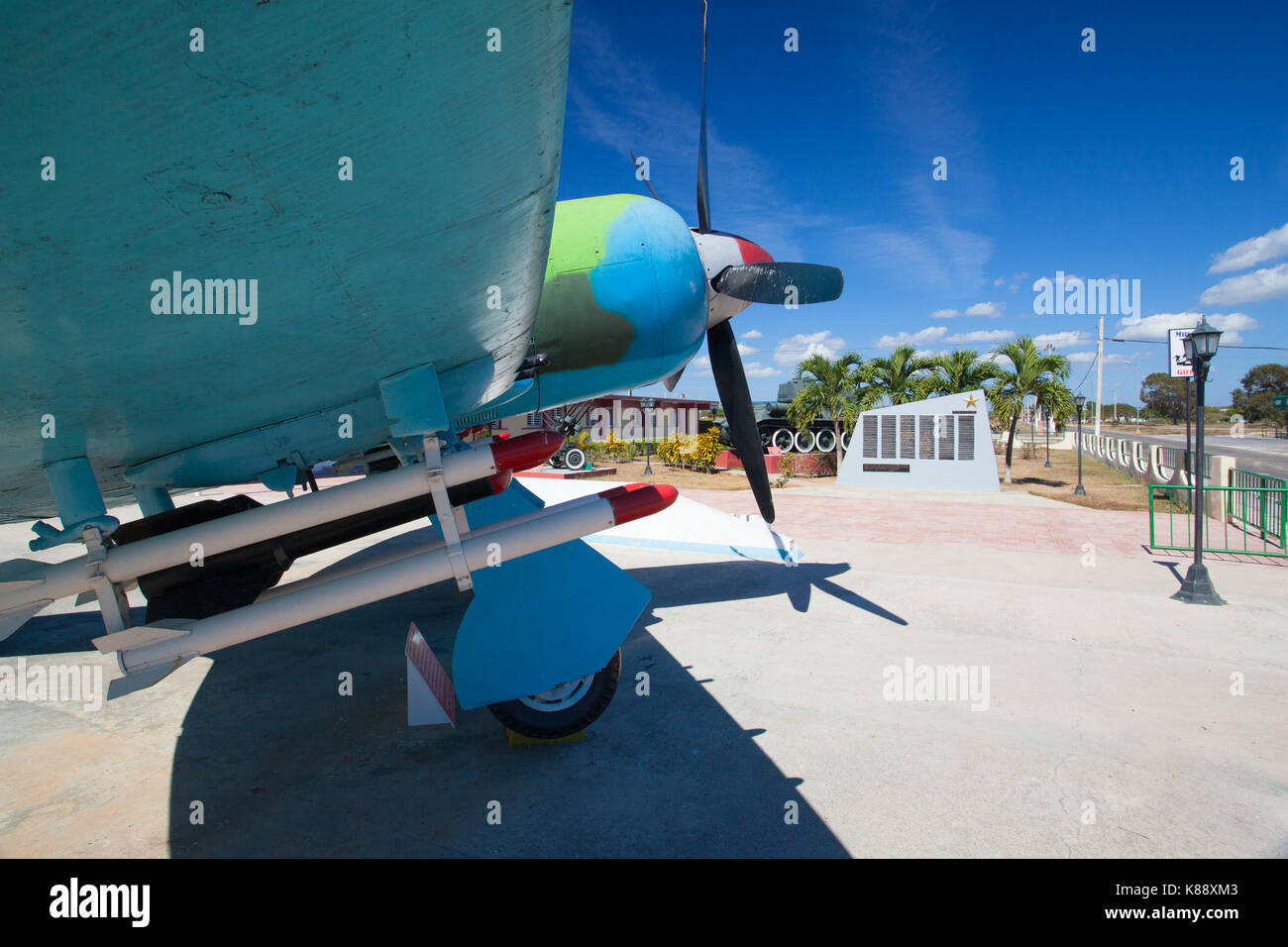 Playa Giron, Cuba - January 27,2017: The Bay of Pigs Museum. Tank and aircraft in front of the museum dedicated to the failed 1961 invasion. Stock Photo