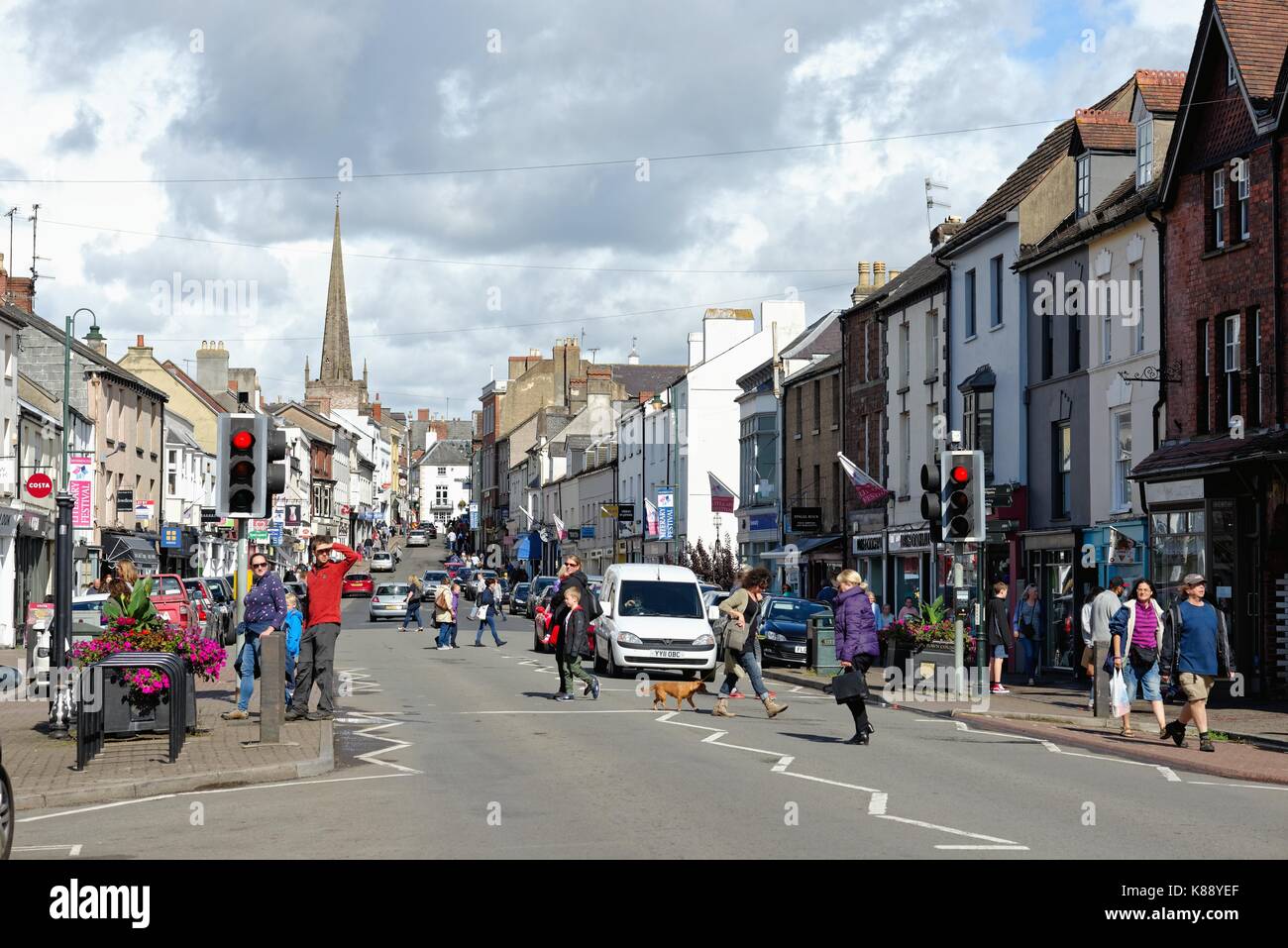 Town centre Monmouth Monmouthshire Wales Stock Photo