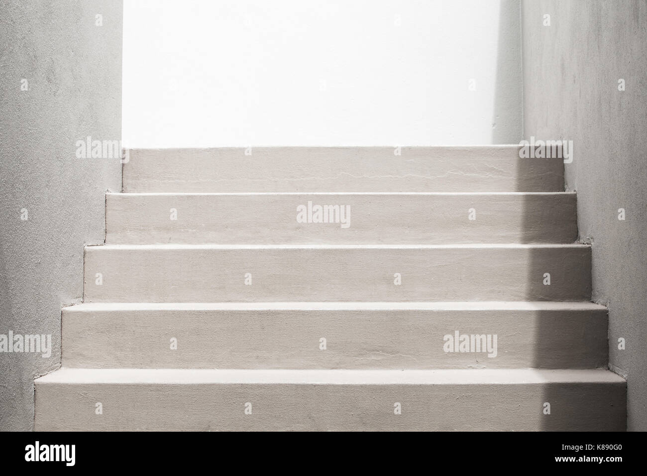 Abstract architecture background photo. White stairs, empty modern interior fragment Stock Photo