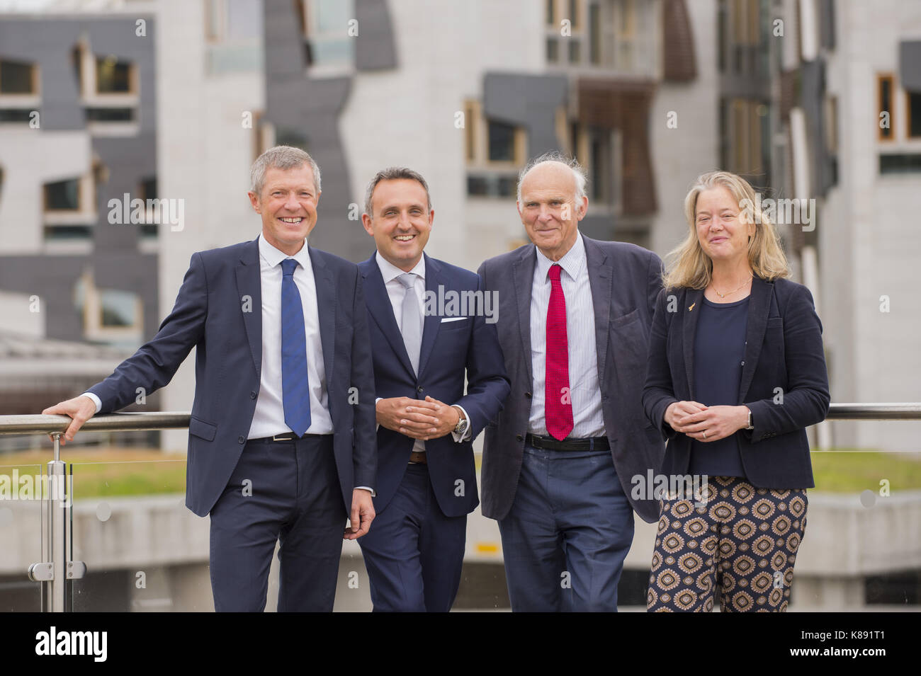 Liberal Democrat politicians attend a photocall at Dynamic Earth in ...