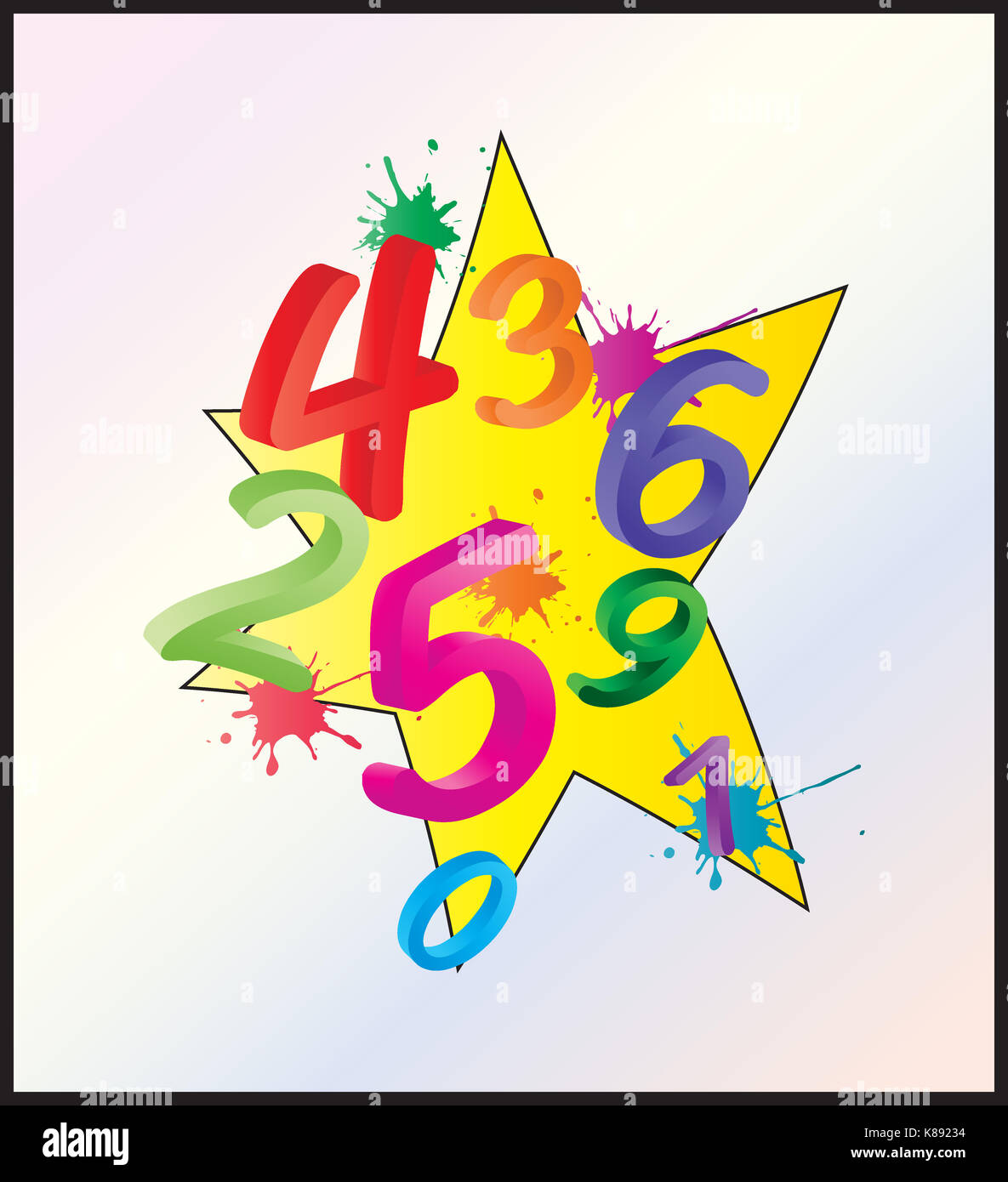 Image of colorful math background with cartoon numbers, digits. Funny and  cheerfull illustration for children isolated on white background Stock  Photo - Alamy