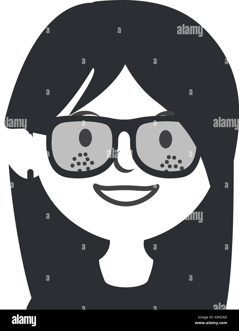 beautiful woman with glasses avatar character vector illustration ...