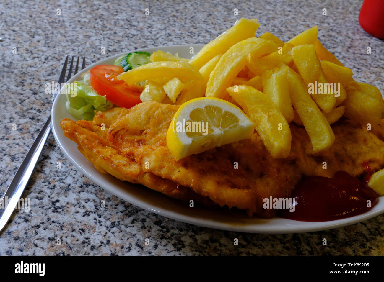 Fish and Chips in a cafe Stock Photo Alamy