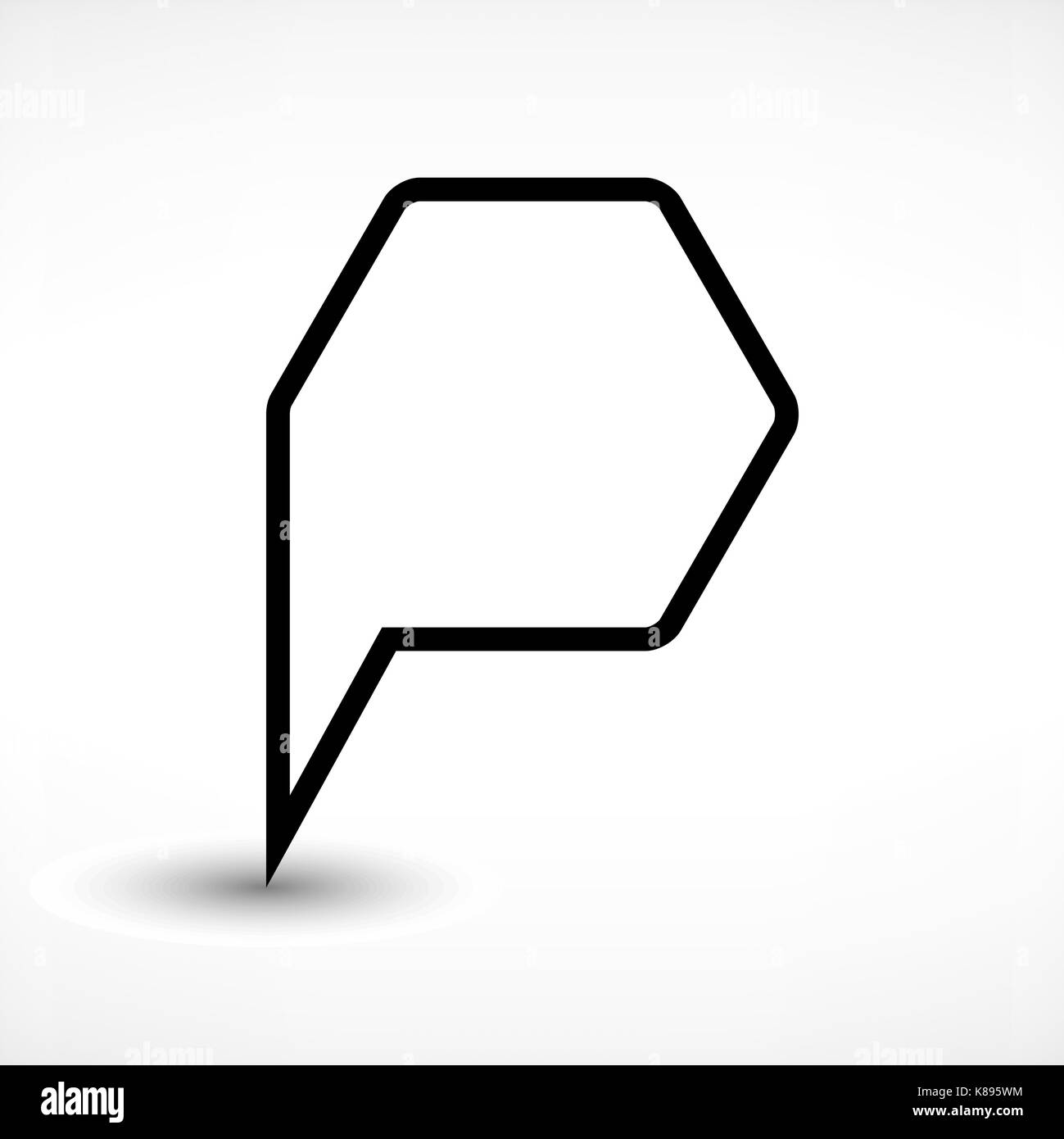 Map pin location sign rounded hexagon icon in flat style. Simple black ...