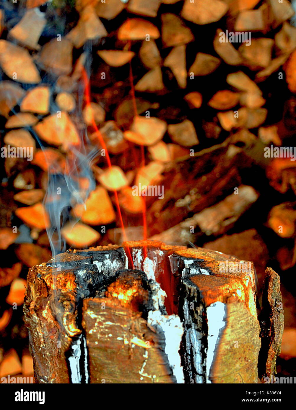 Swedish Fire Log Stock Photo Alamy