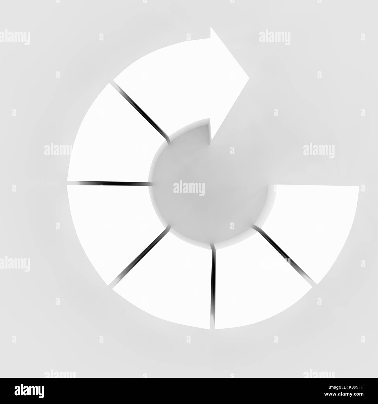 3d render of pie arrow chart isolated white background Stock Photo - Alamy