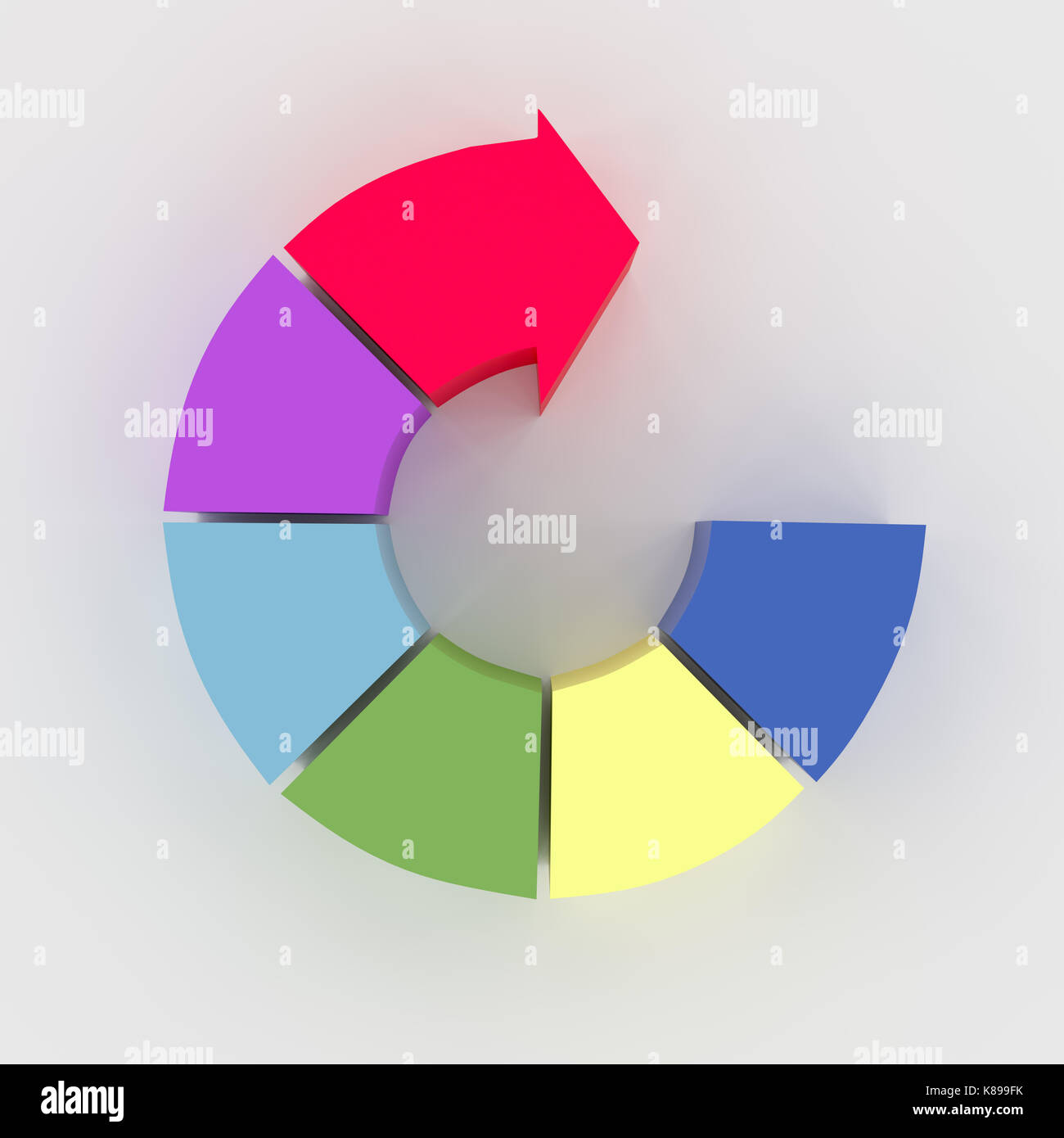 3d render of pie arrow chart isolated white background Stock Photo - Alamy