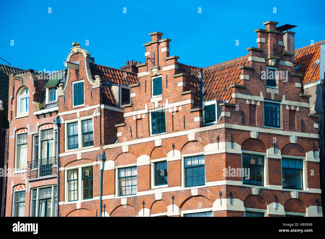 Traditional dutch old buildings in Amsterdam, the Netherlands Stock Photo