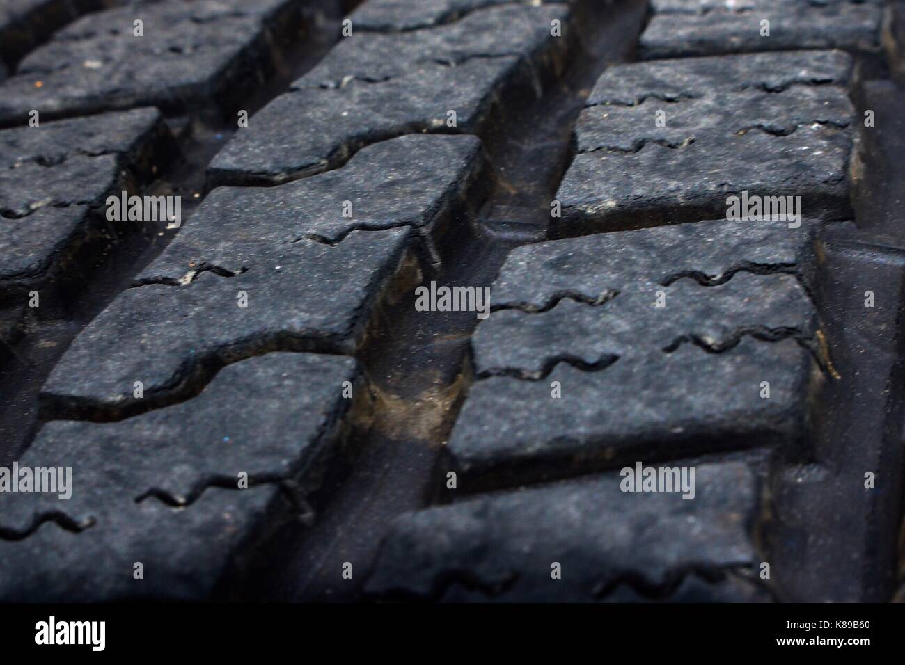 Macro close up tire tread Stock Photo