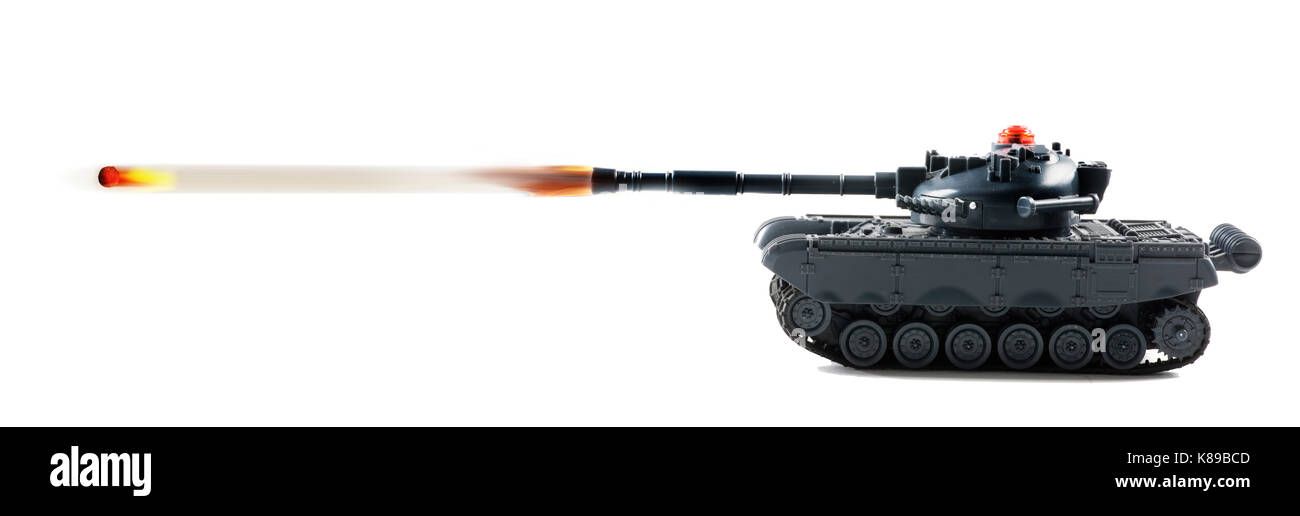 Tank fire power with tank firing. Stock Photo