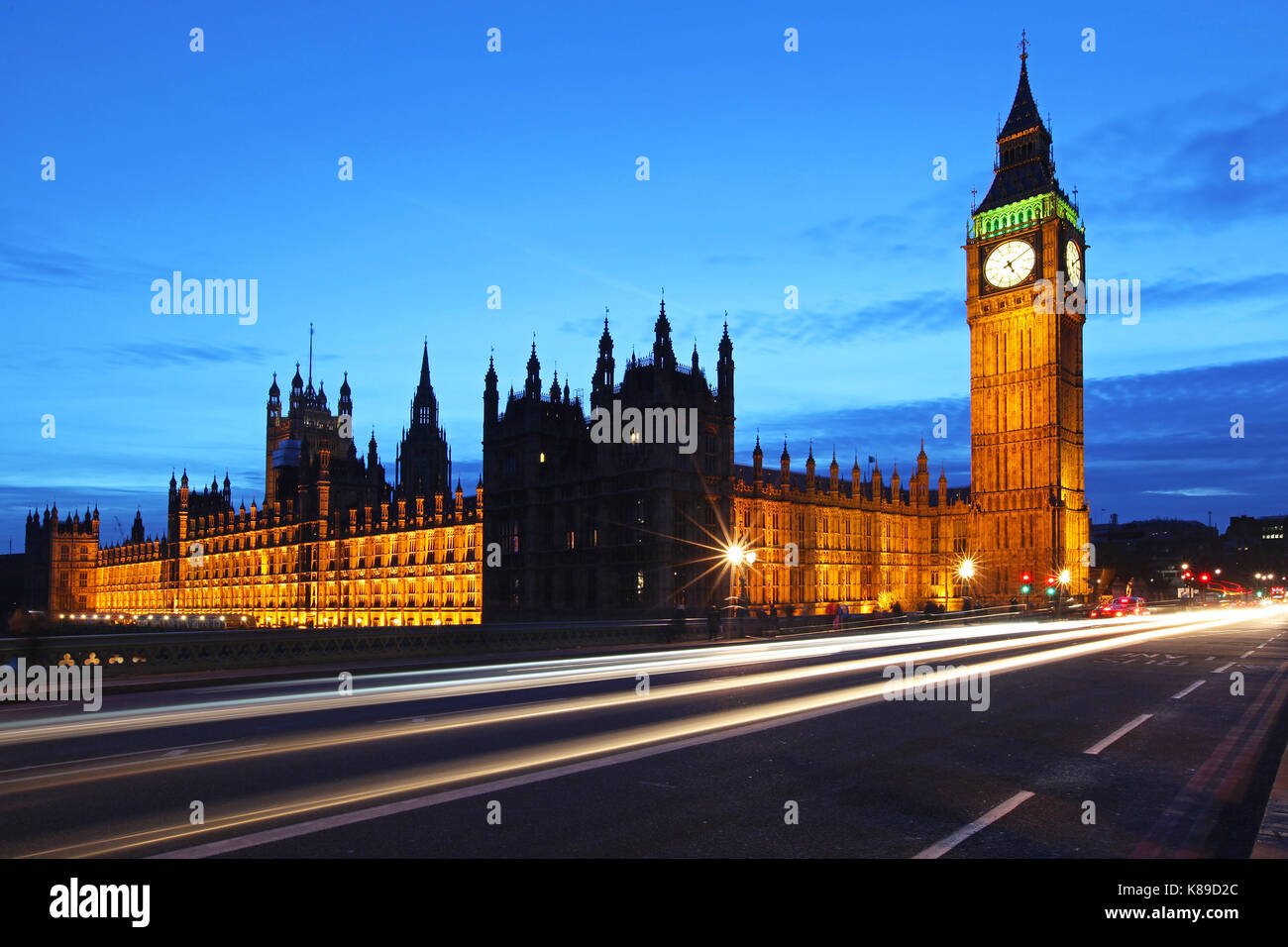 Famous London landmark Big Ben clock during night Stock Photo