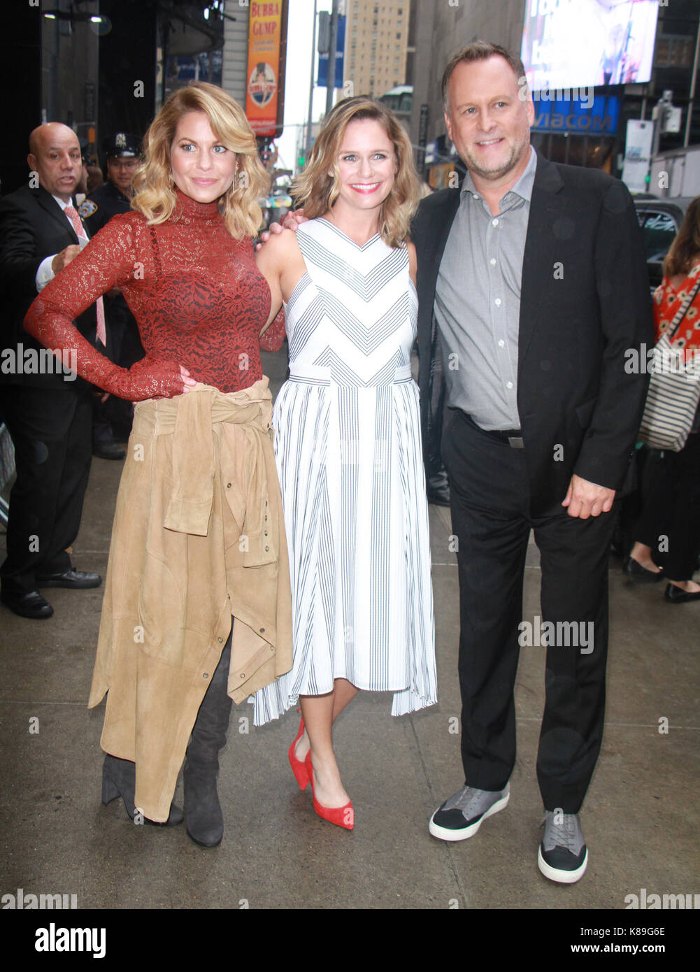 New York, NY, USA. 18th Sep, 2017. Candace Cameron Bure, Andrea Barber, Dave Coulier at Good Morning America promoting the new season of Fuller House in New York September 18, 2017. Credit: Rw/Media Punch/Alamy Live News Stock Photo