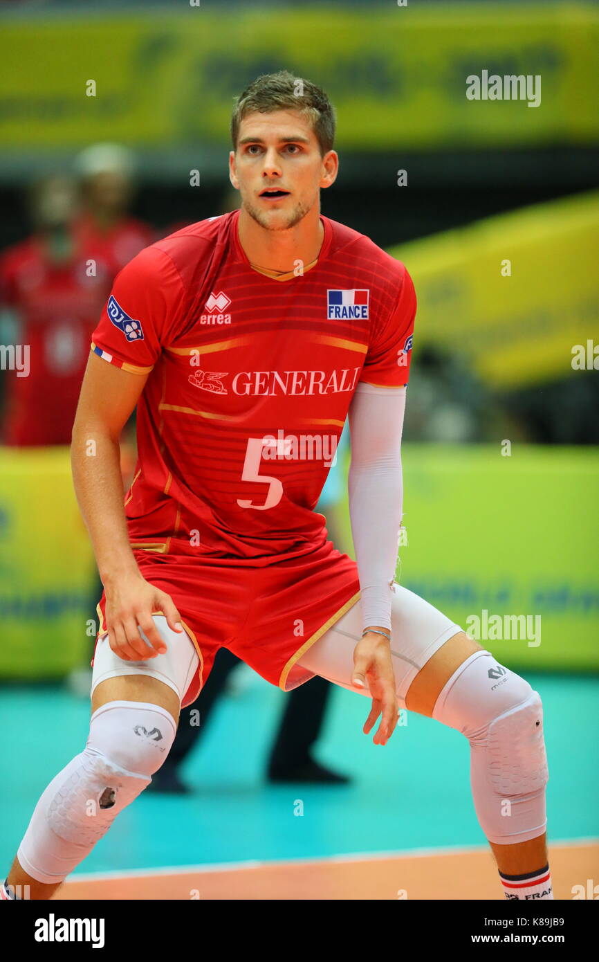 Osaka, Japan. 16th Sep, 2017. Trevor Clevenot (FRA) Volleyball FIVB
