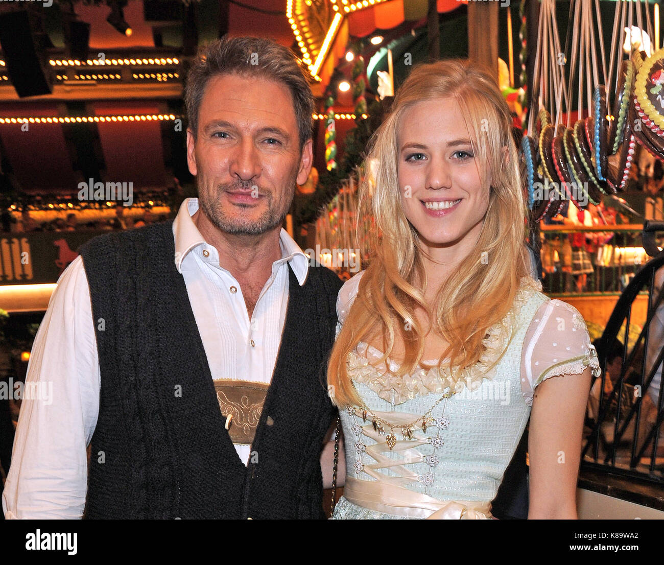 Austrian model Larissa Marlot and actor Dieter Bach at the Bild Wiesn