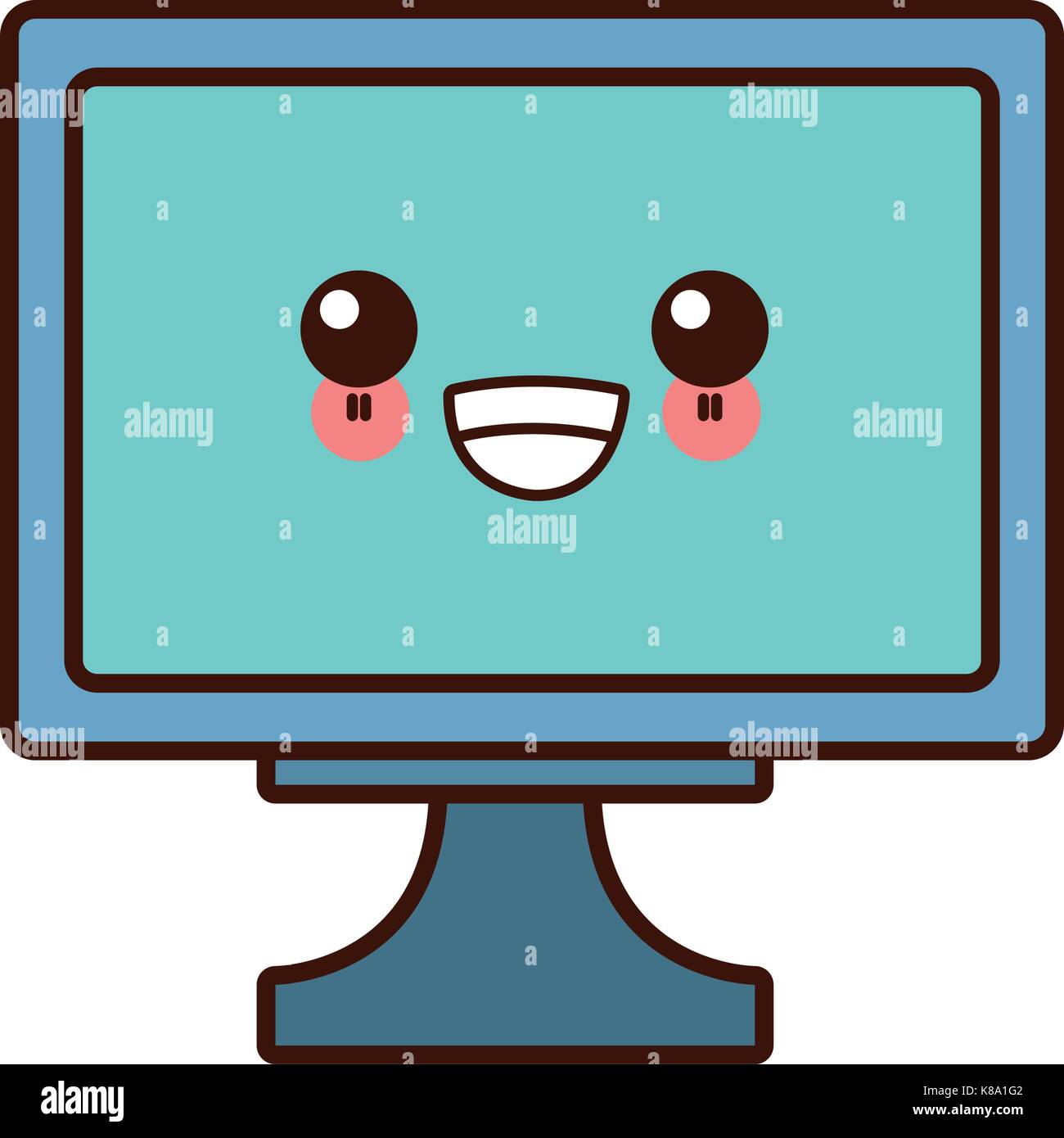 Computer monitor hardware cute kawaii cartoon Stock Vector Image & Art
