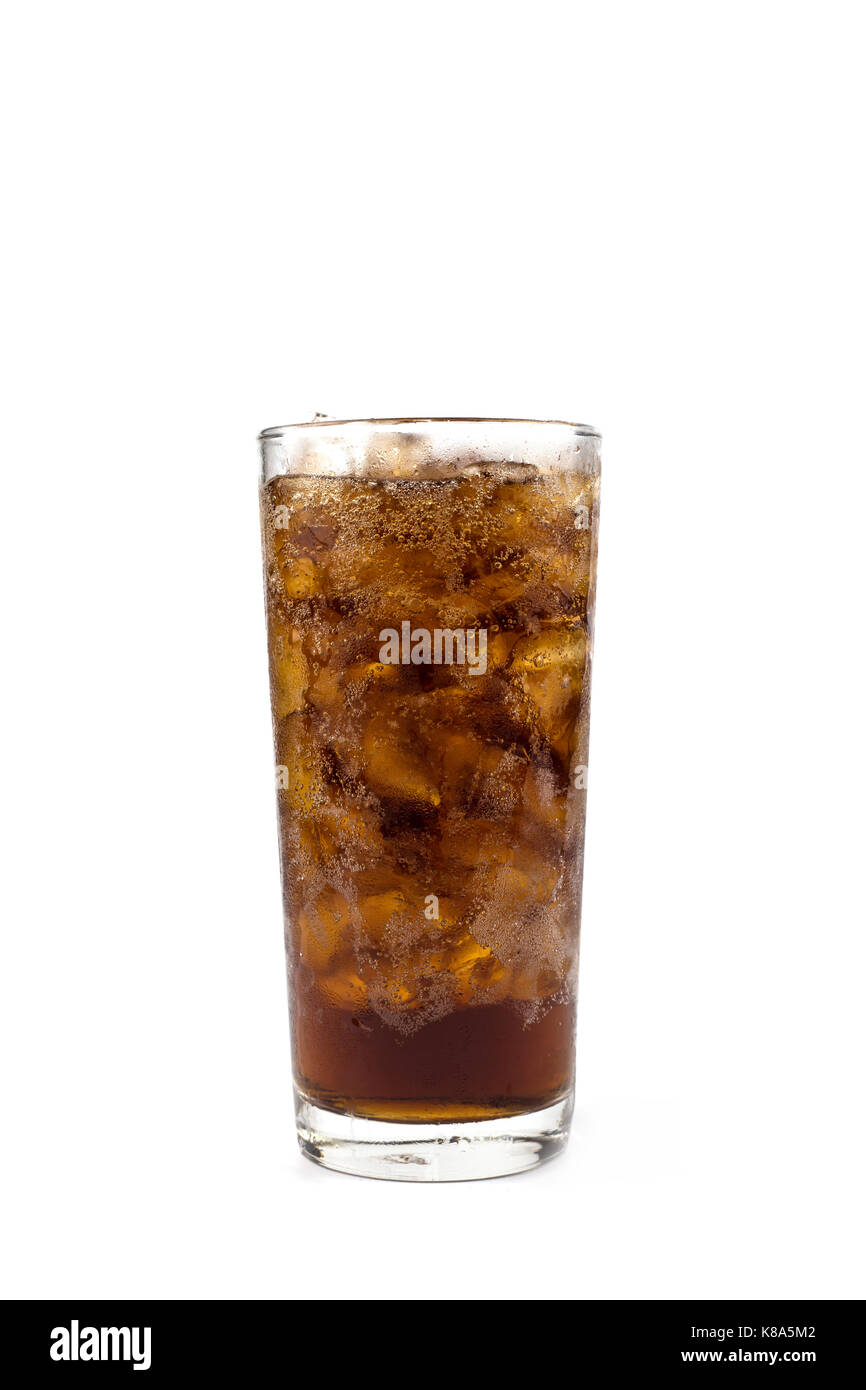 Cola in glass isolated on white background Stock Photo - Alamy