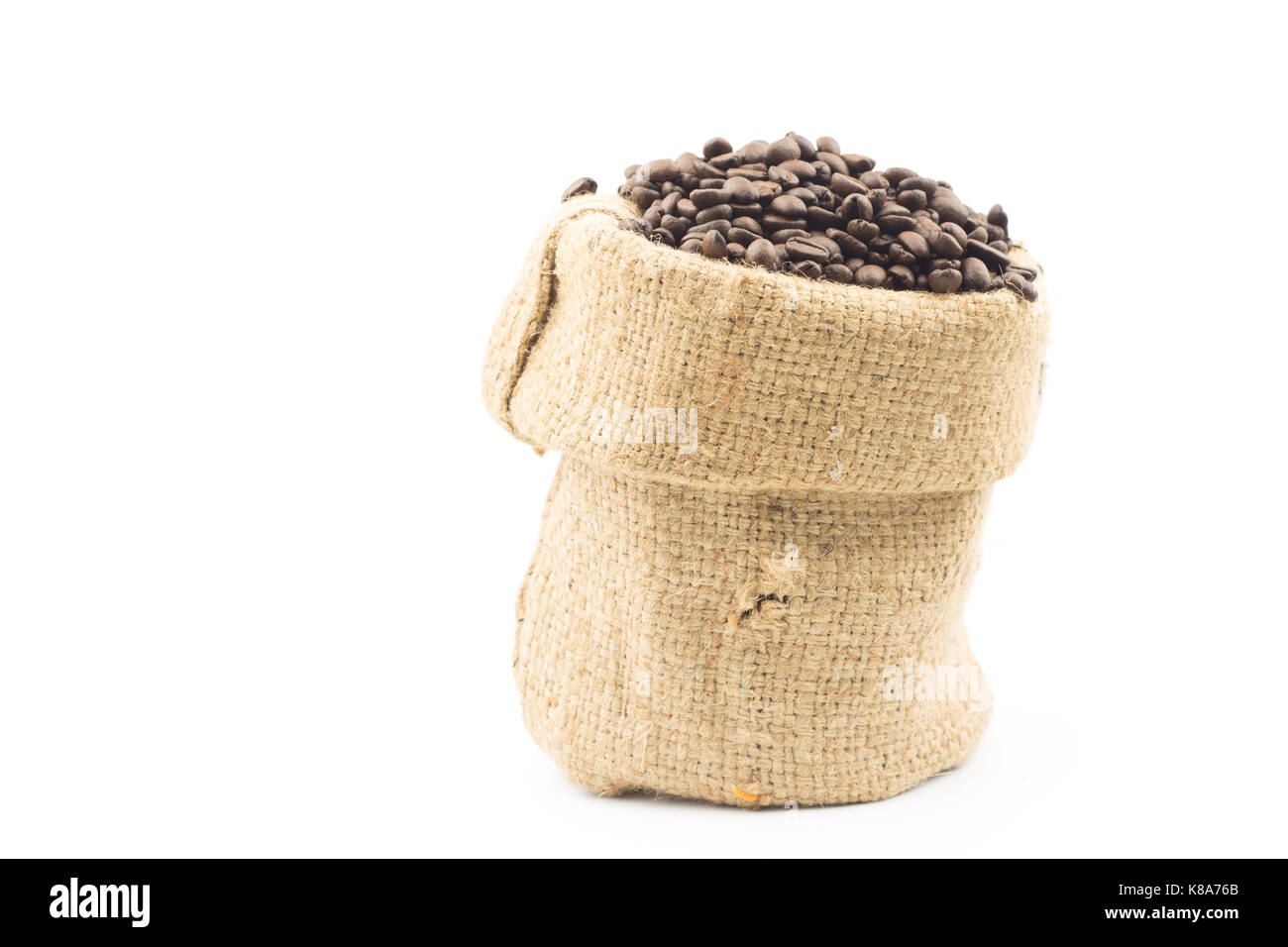 coffee beans in bag isolated on white background Stock Photo - Alamy