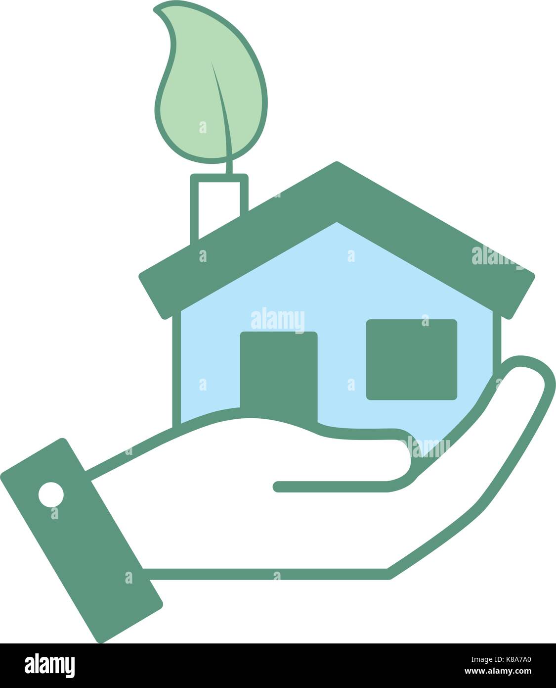 hand with house with ecological leaf to environment care Stock Vector ...