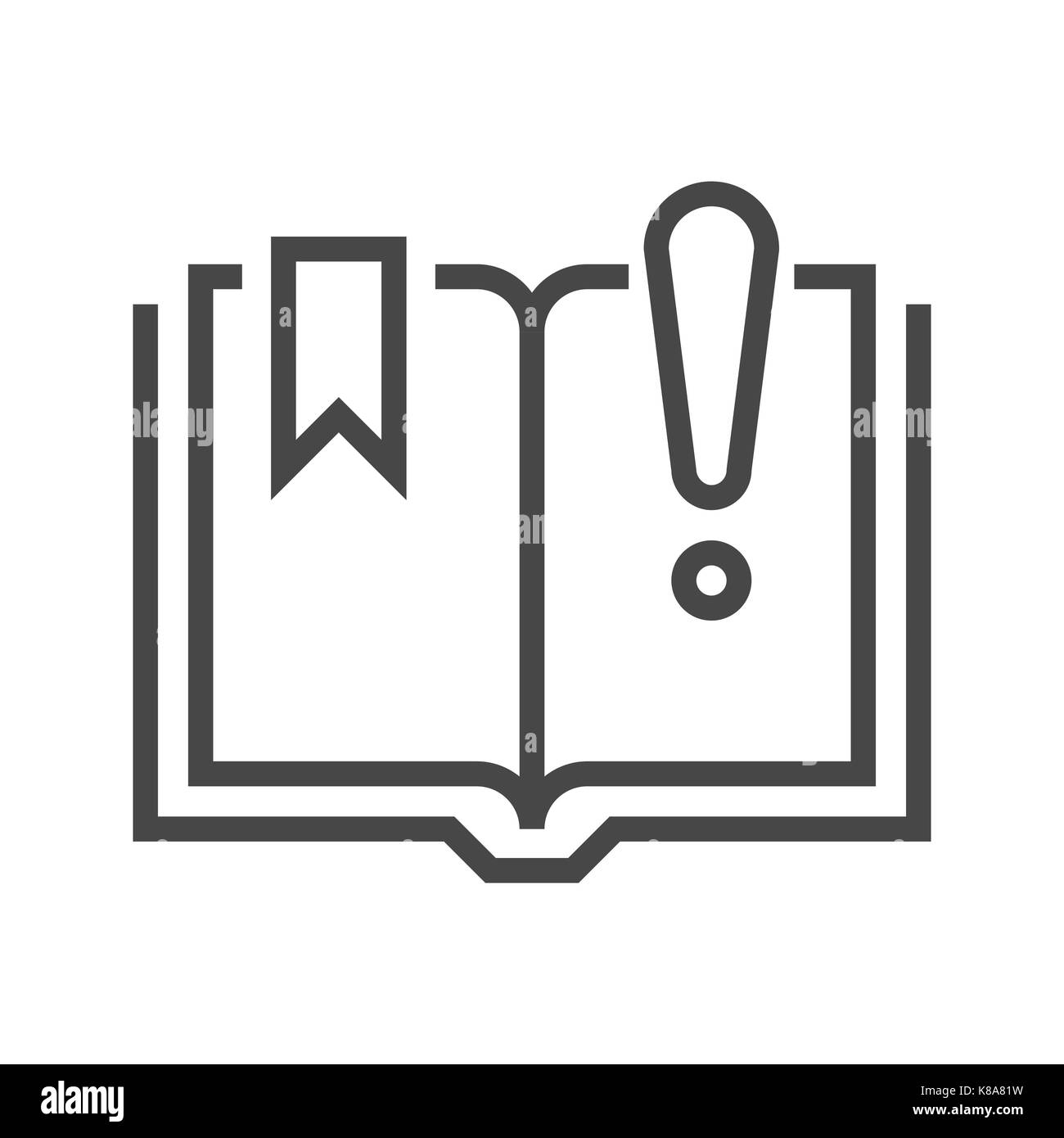 Book with Exclamation Point Thin Line Vector Icon. Flat icon isolated ...